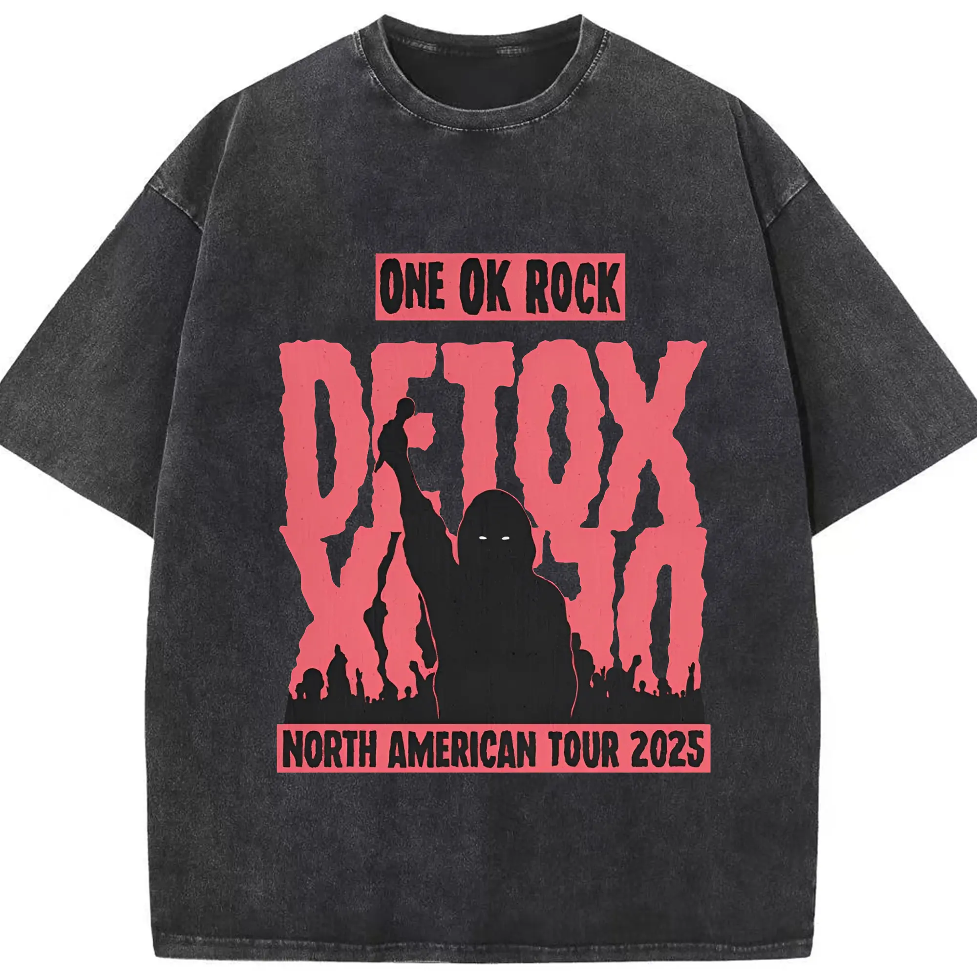 ONE OK 「DETOX」ROCKNORTH AMERICAN TOUR 2025 - 綿100％ ヴィンテージ風 半袖Tシャツ ・ フロントプリント ・ 柔らか肌触り ・ 通気性 快適 ・ スポーツ カジュアル 外出用