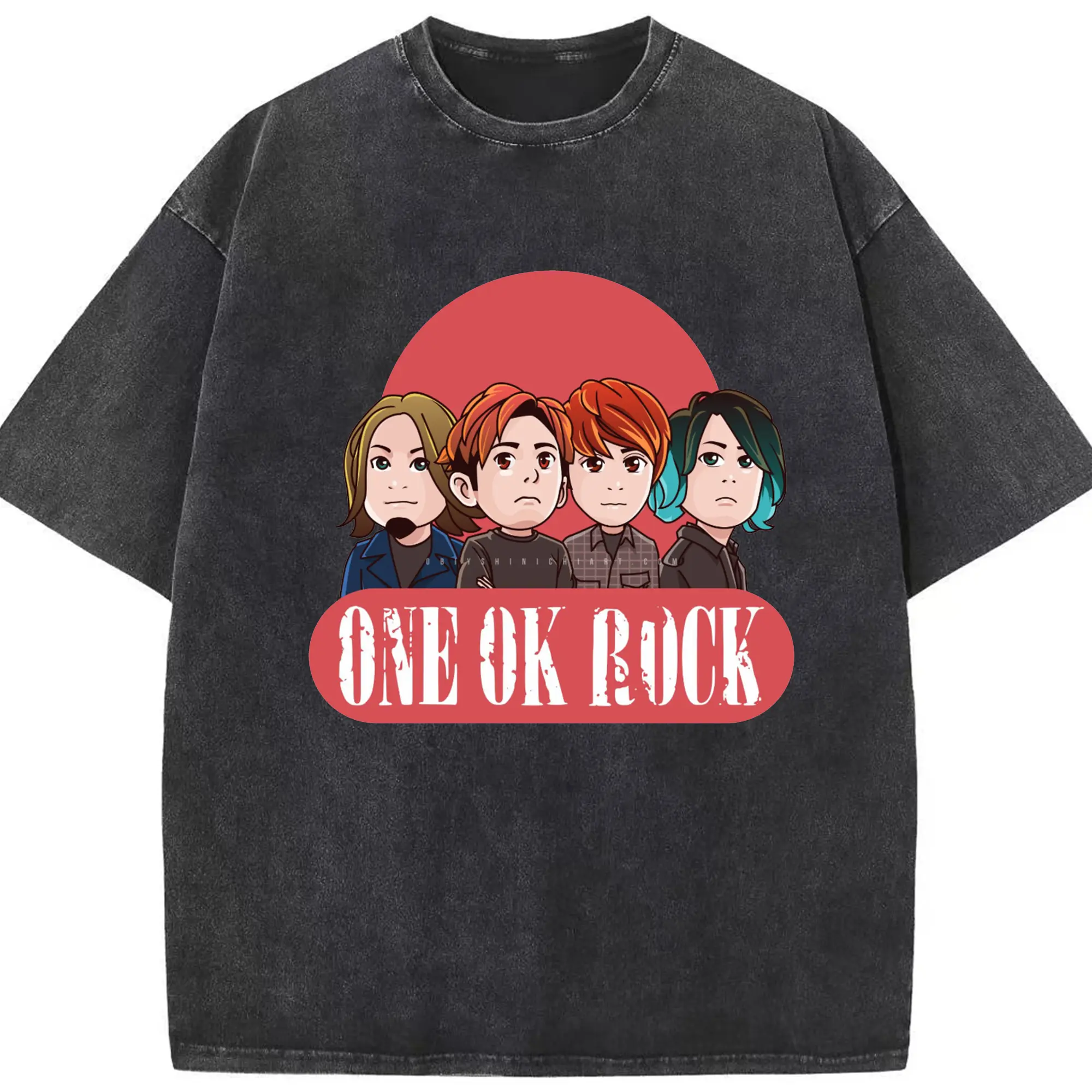 ワンオクロックカートゥーン - 綿100％ ヴィンテージ風 半袖Tシャツ ・ フロントプリント ・ 柔らか肌触り ・ 通気性 快適 ・ スポーツ カジュアル 外出用