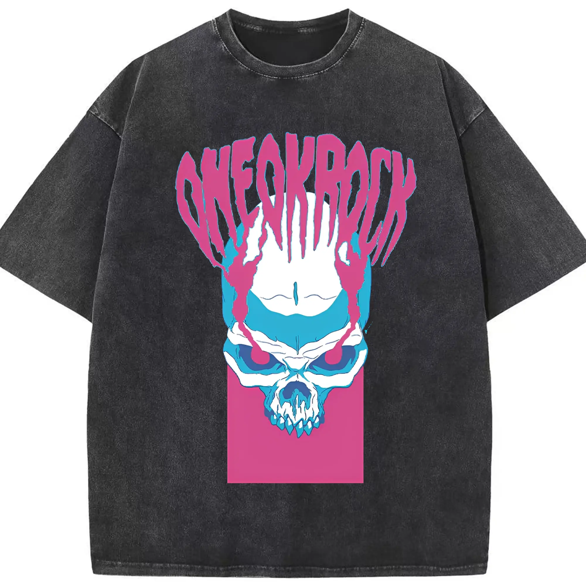 ONE OK ROCK WORLD TOUR - 綿100％ ヴィンテージ風 半袖Tシャツ ・ フロントプリント ・ 柔らか肌触り ・ 通気性 快適 ・ スポーツ カジュアル 外出用