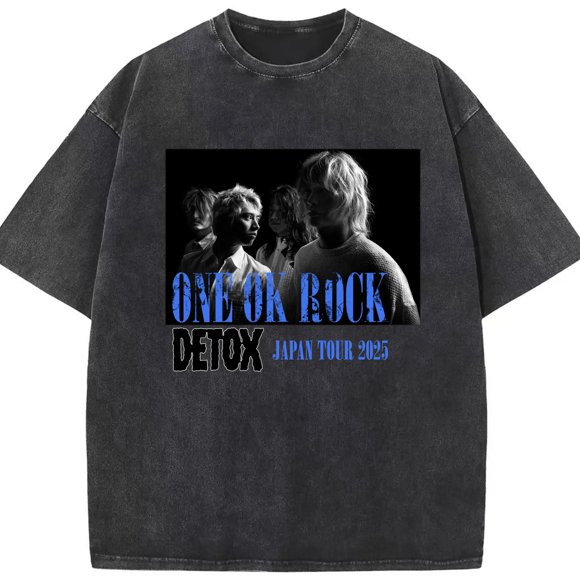 ワンオクロックDETOX JAPAN TOUR 2025 - 綿100％ ヴィンテージ風 半袖Tシャツ ・ フロントプリント ・ 柔らか肌触り ・ 通気性 快適 ・ スポーツ カジュアル 外出用