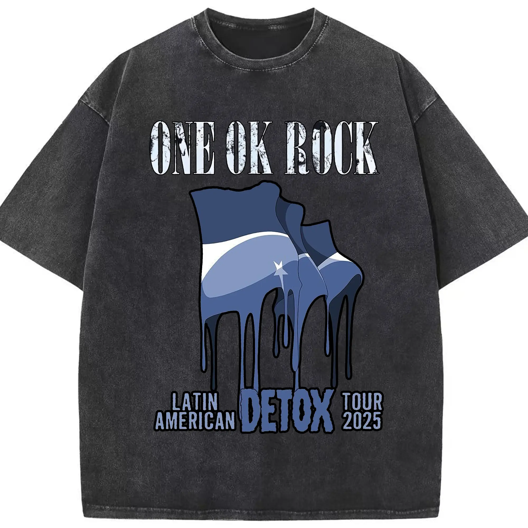 ワンオクロックニューアルバム「DETOX」 - 綿100％ ヴィンテージ風 半袖Tシャツ ・ フロントプリント ・ 柔らか肌触り ・ 通気性 快適 ・ スポーツ カジュアル 外出用