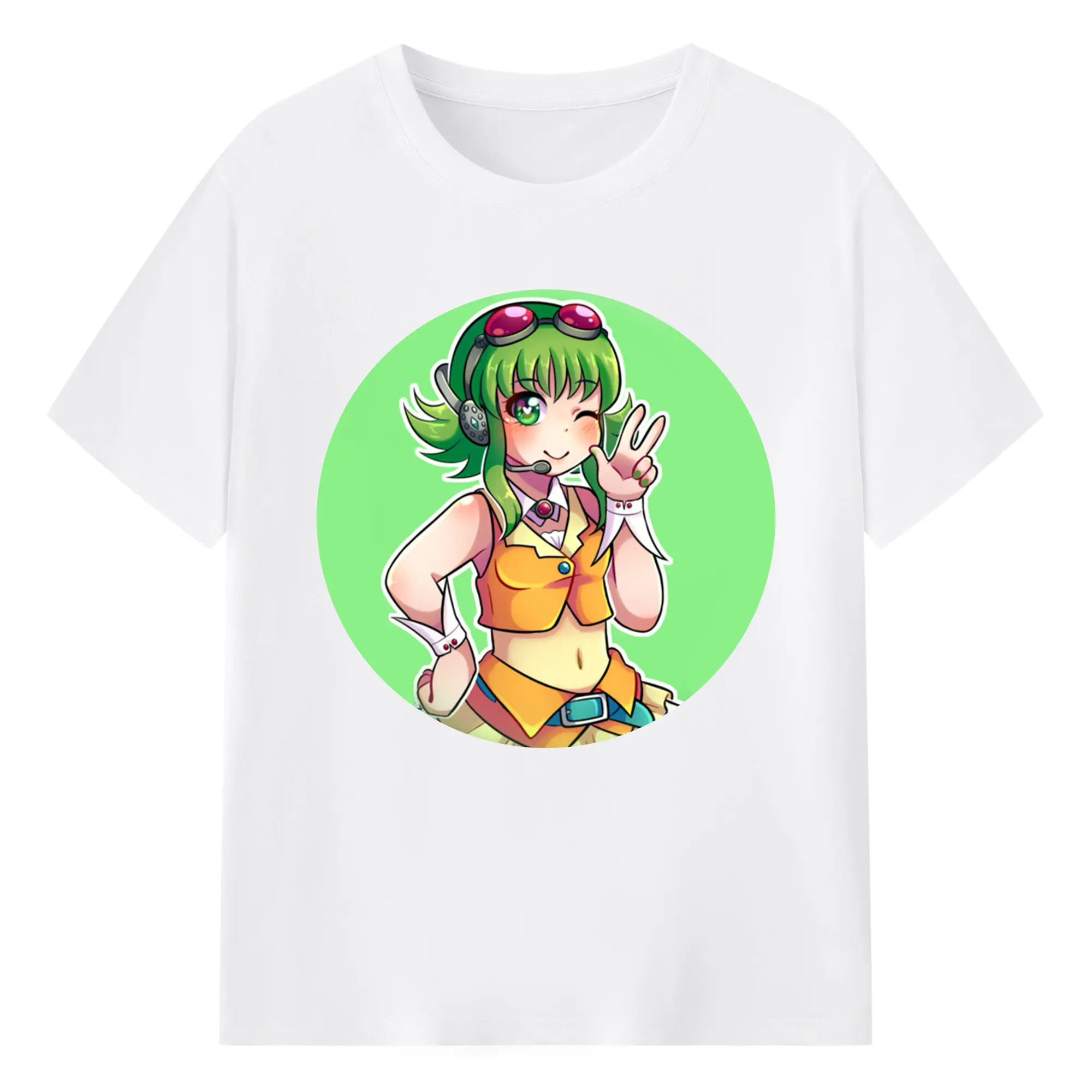 Vocaloid- Megpoid Gumi - 綿100％ 半袖Tシャツ ・ フロントプリント ・ 快適 通気性 ・ 日常使い 散歩 スポーツ用