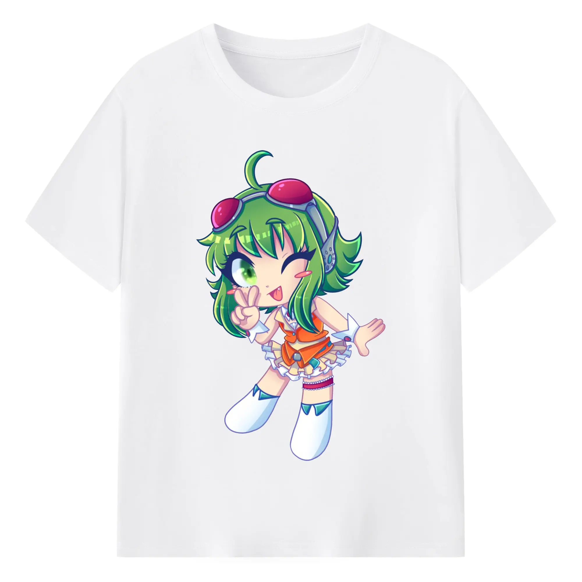 GUMI 二次元可愛い - 綿100％ 半袖Tシャツ ・ フロントプリント ・ 快適 通気性 ・ 日常使い 散歩 スポーツ用