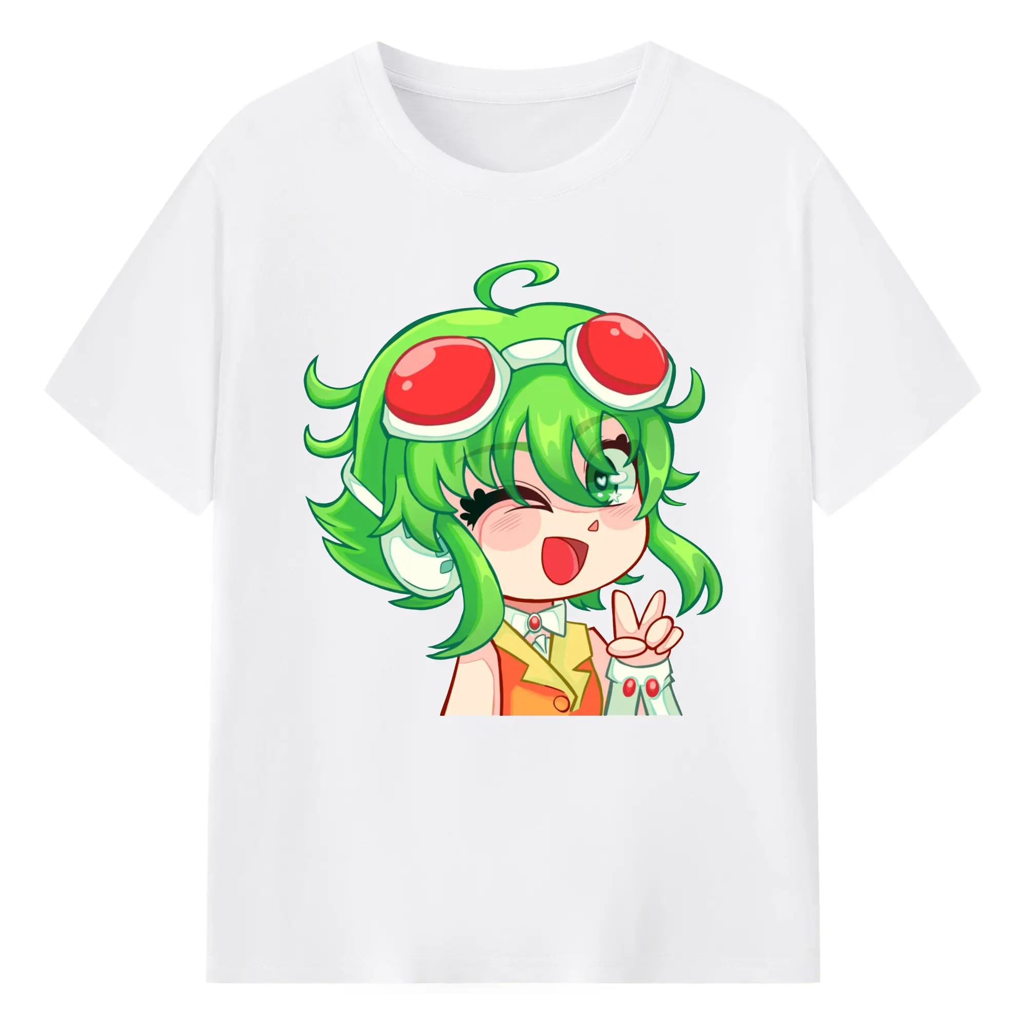GUMI  VOCALOID 二次元可愛い - 綿100％ 半袖Tシャツ ・ フロントプリント ・ 快適 通気性 ・ 日常使い 散歩 スポーツ用