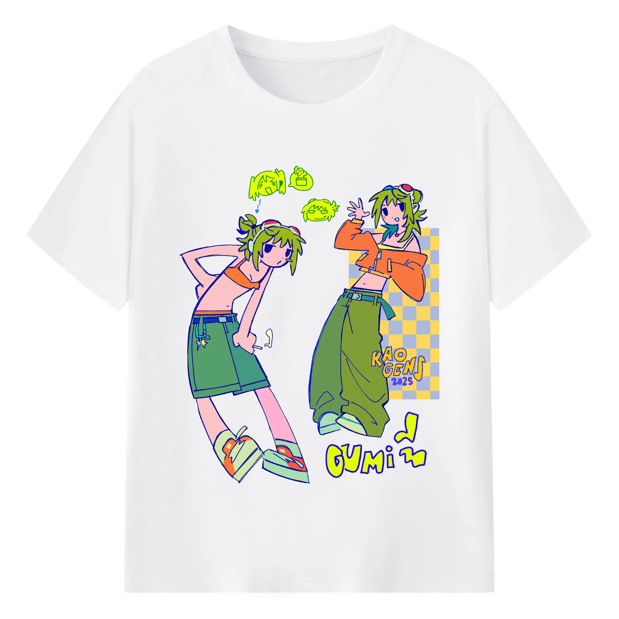 GUMI KAO GENS 2025 - 綿100％ 半袖Tシャツ ・ フロントプリント ・ 快適 通気性 ・ 日常使い 散歩 スポーツ用