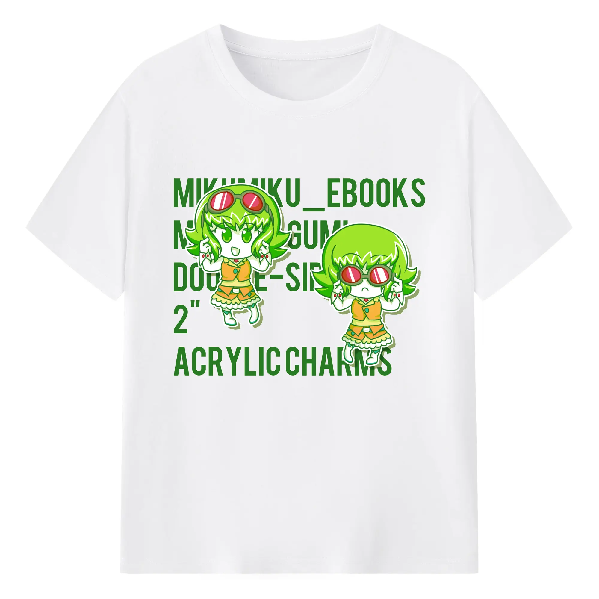 Megpoid GUMI ゴーグル付き - 綿100％ 半袖Tシャツ ・ フロントプリント ・ 快適 通気性 ・ 日常使い 散歩 スポーツ用