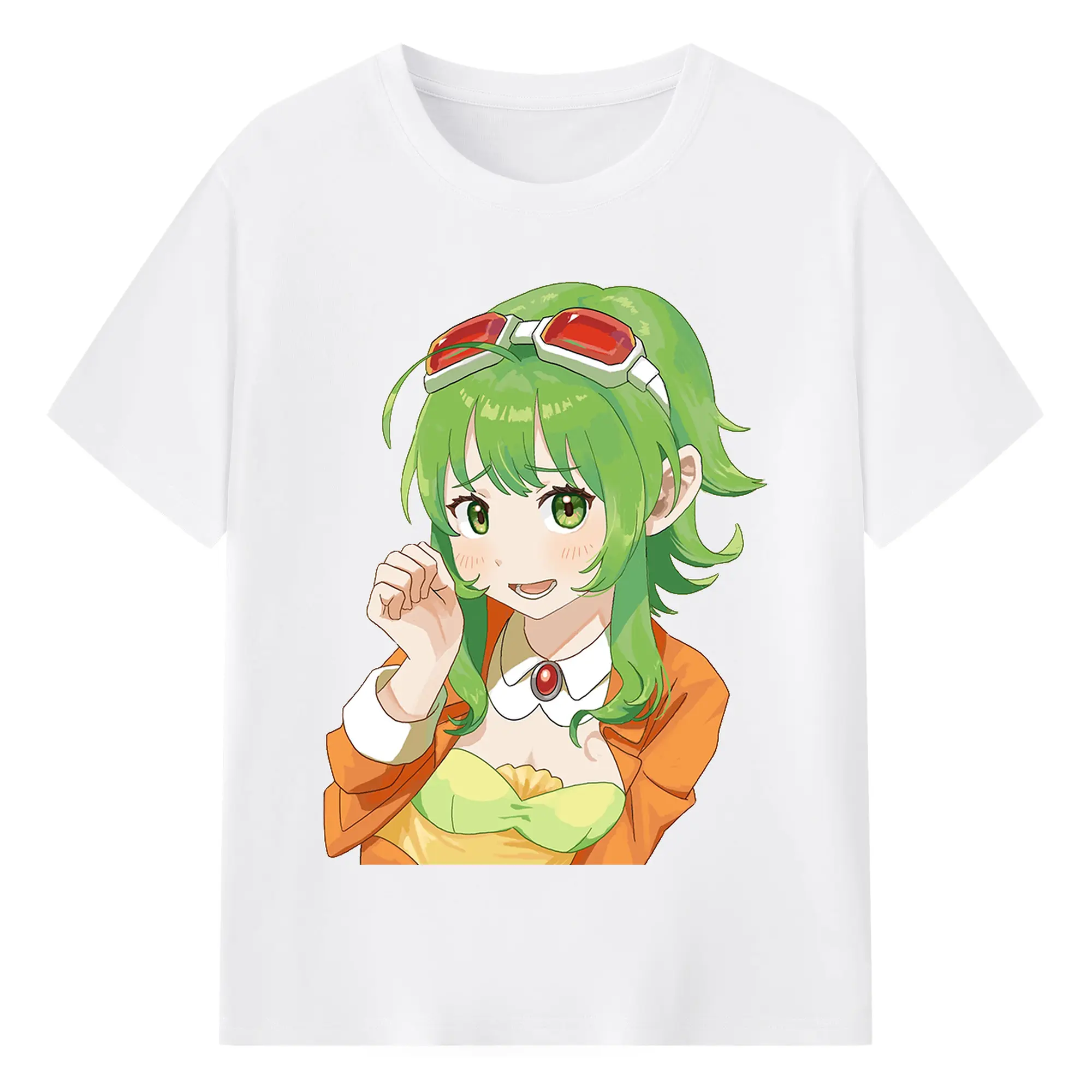 GUMI Megpoidバーチャルアイドル - 綿100％ 半袖Tシャツ ・ フロントプリント ・ 快適 通気性 ・ 日常使い 散歩 スポーツ用