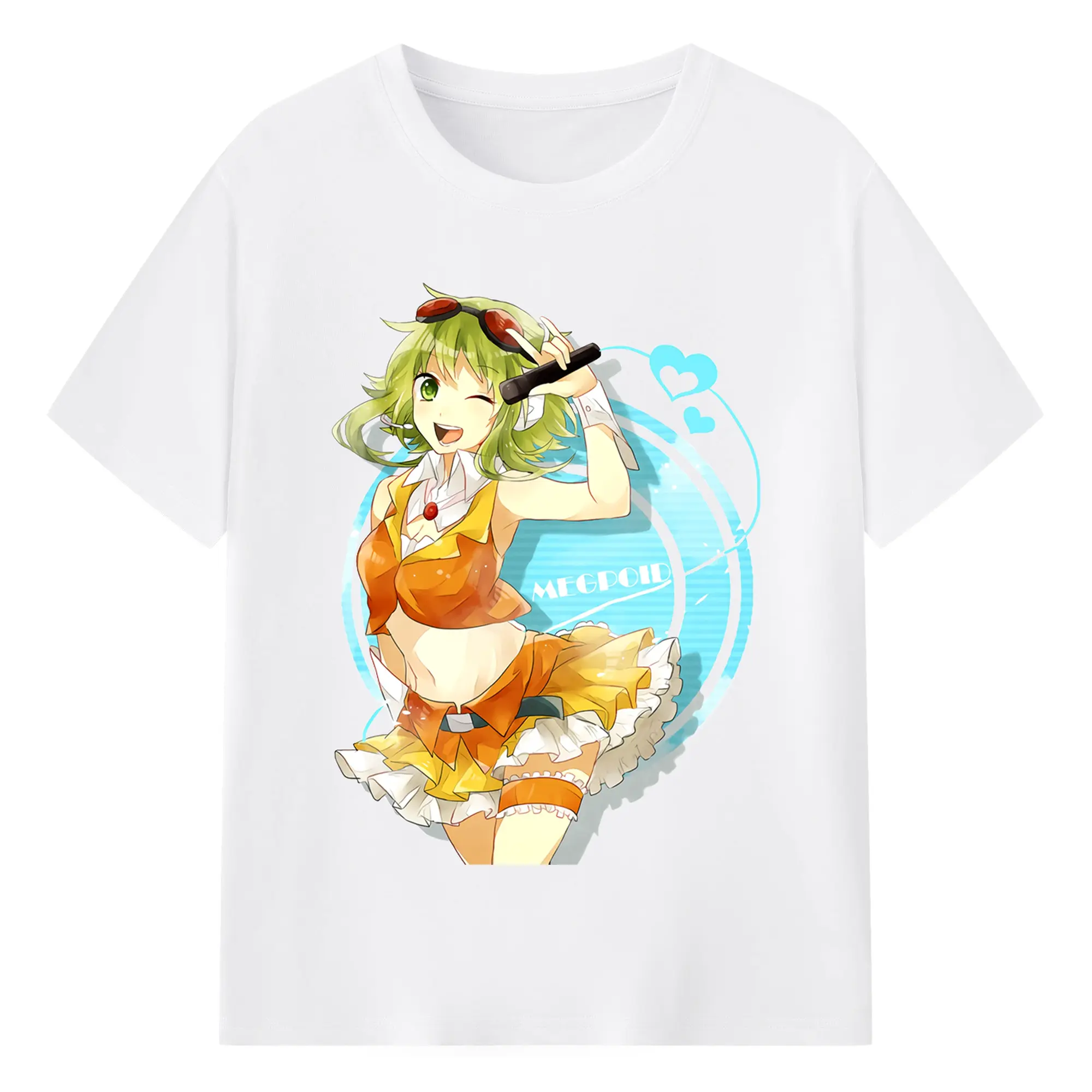 Megpoidバーチャルアイドル - 綿100％ 半袖Tシャツ ・ フロントプリント ・ 快適 通気性 ・ 日常使い 散歩 スポーツ用