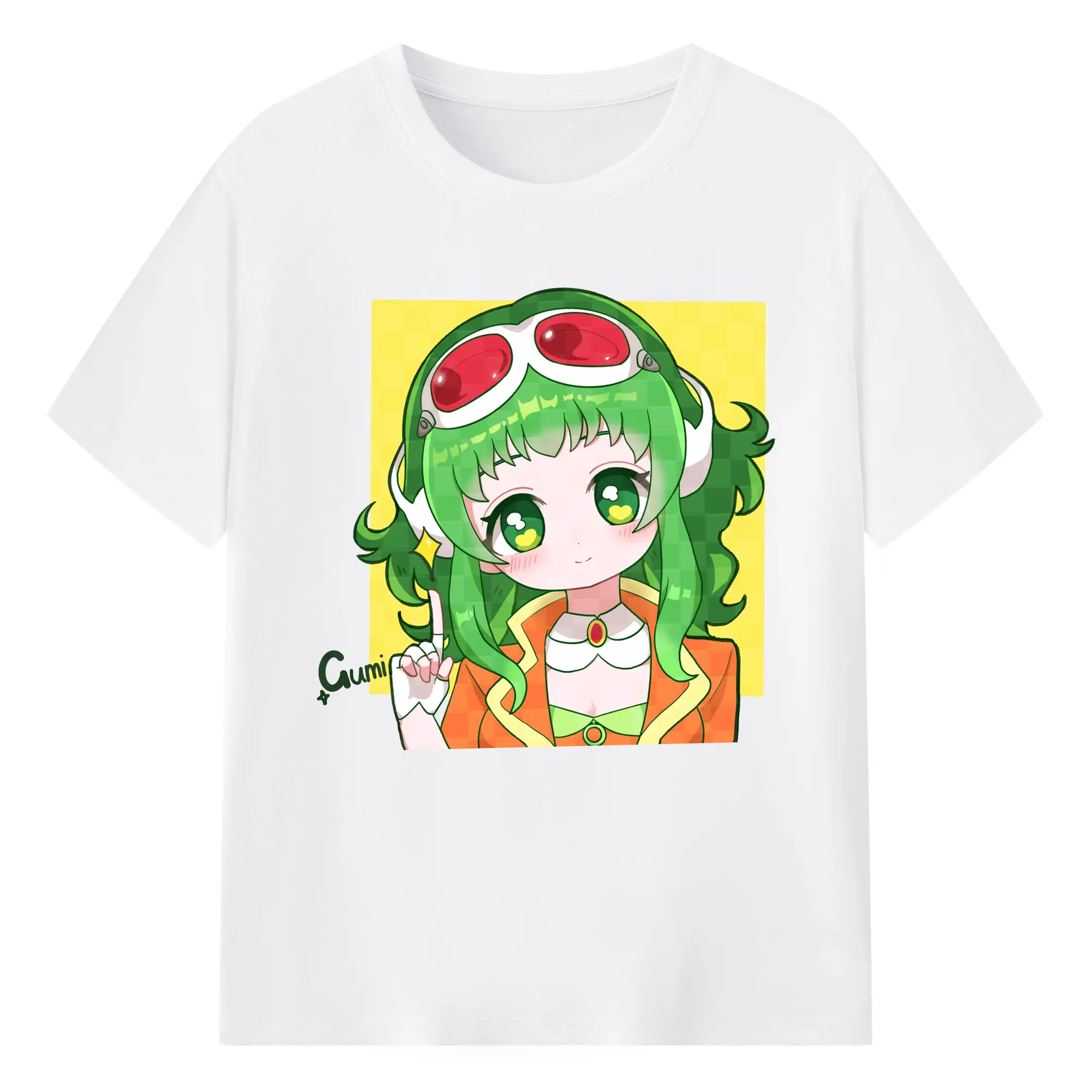 GUMI VOCALOID Megpoiアニメ - 綿100％ 半袖Tシャツ ・ フロントプリント ・ 快適 通気性 ・ 日常使い 散歩 スポーツ用