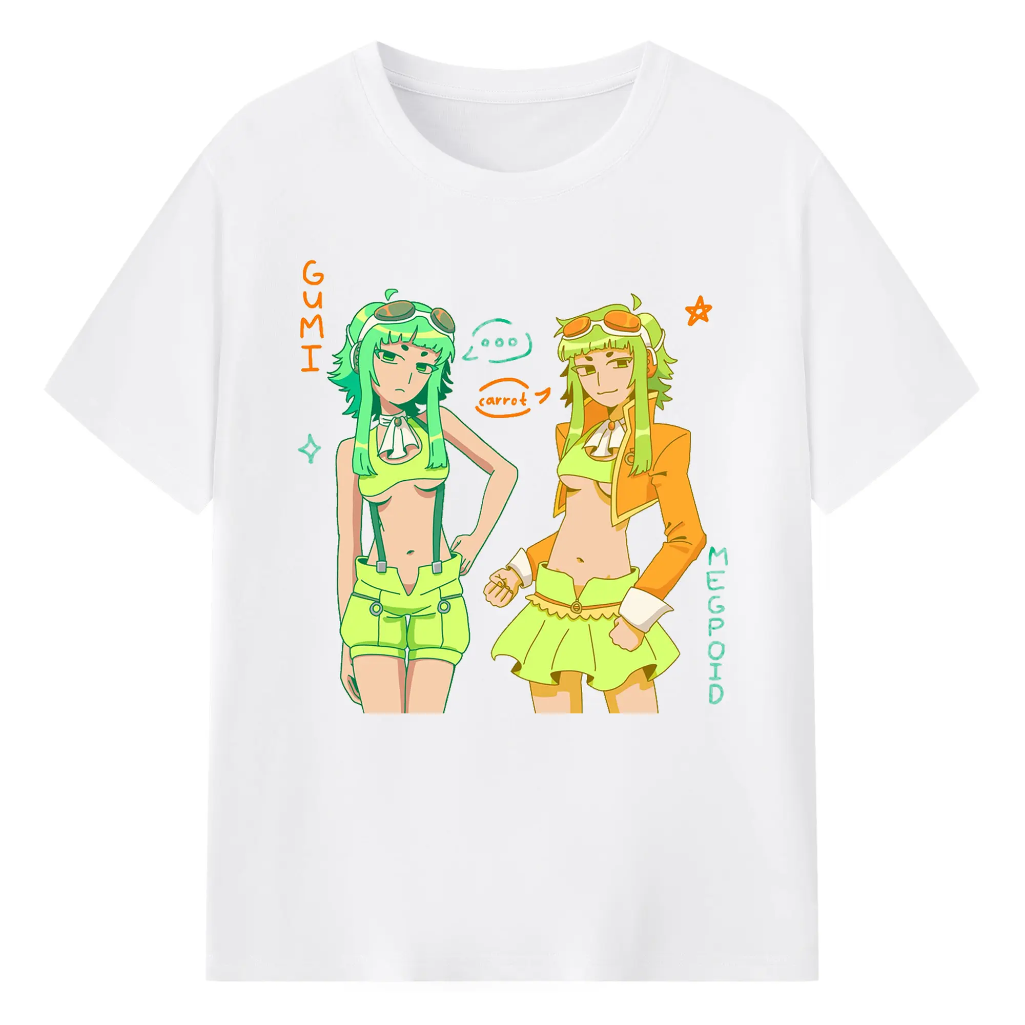 GUMI MEGPOID carrot - 綿100％ 半袖Tシャツ ・ フロントプリント ・ 快適 通気性 ・ 日常使い 散歩 スポーツ用