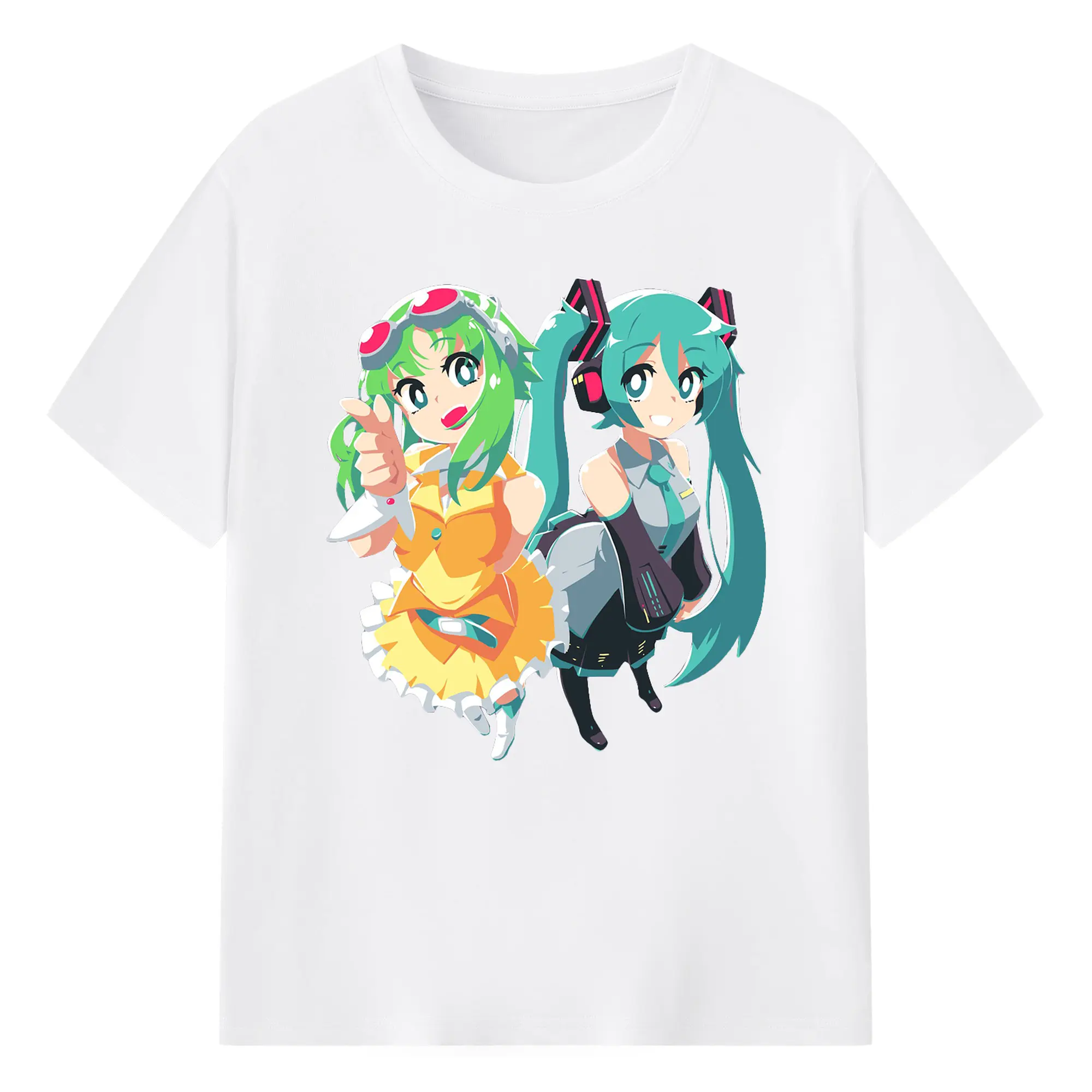Megpoid GUMI Hatsune Miku - 綿100％ 半袖Tシャツ ・ フロントプリント ・ 快適 通気性 ・ 日常使い 散歩 スポーツ用