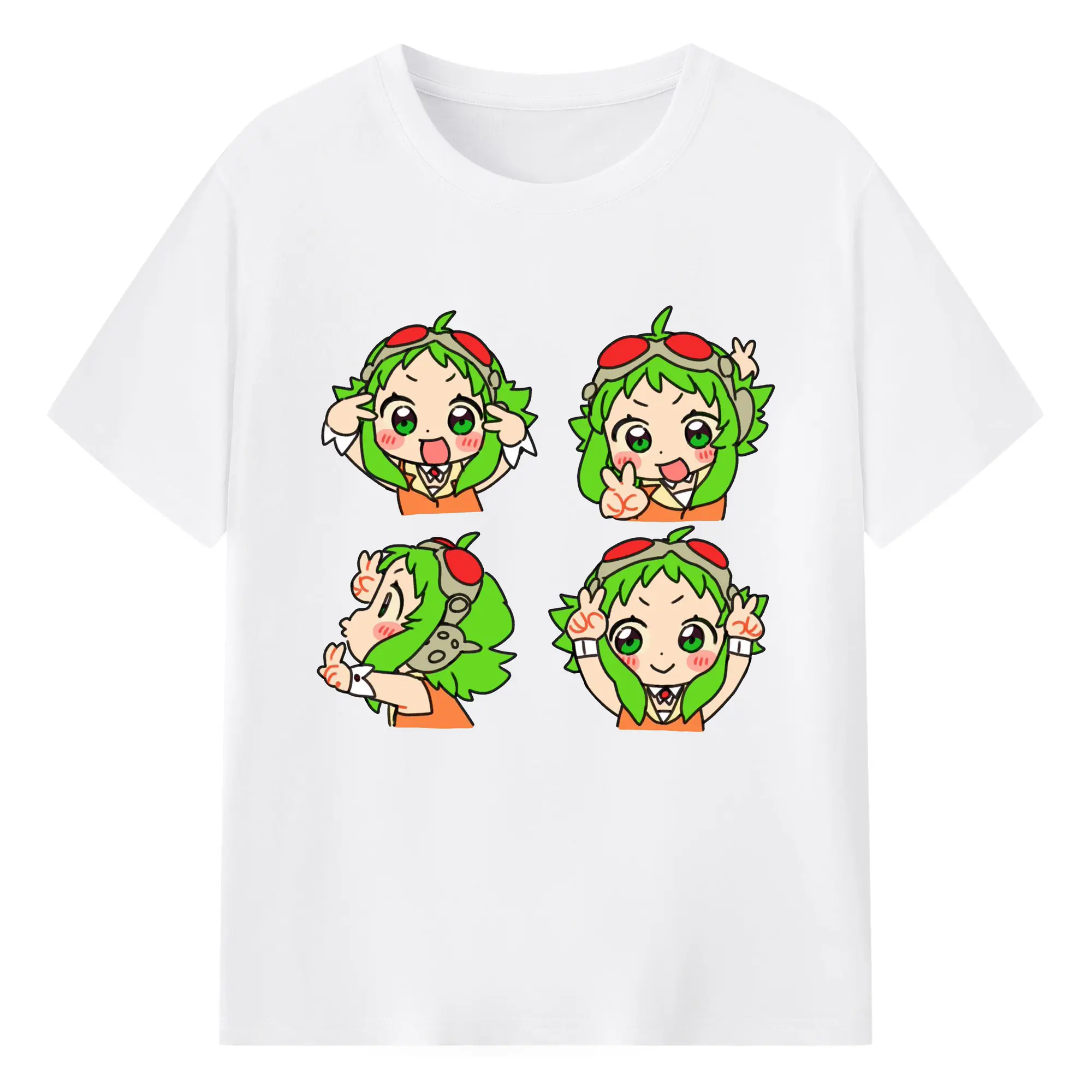 パッチワーク風バーチャル歌手GUMIファン専用 - 綿100％ 半袖Tシャツ ・ フロントプリント ・ 快適 通気性 ・ 日常使い 散歩 スポーツ用