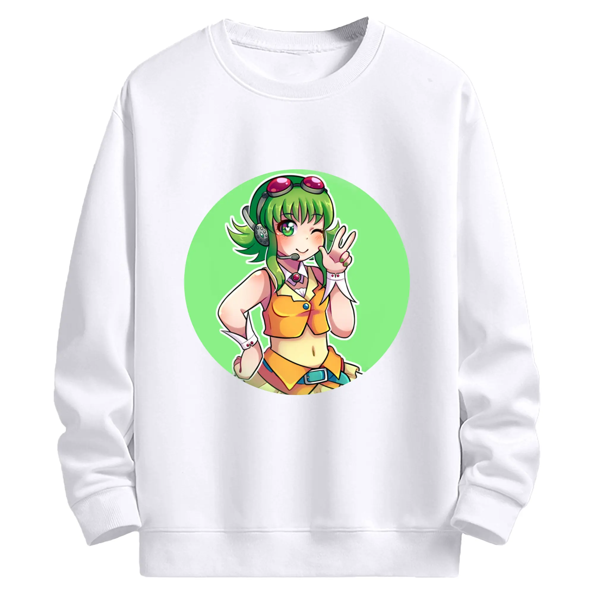 Vocaloid- Megpoid Gumi - 高品質 クルーネック スウェット ・ コットン59％ ポリエステル41％ ・ ユニセックス 長袖 トレーナー ・ カジュアル デイリー スポーツ 散歩用