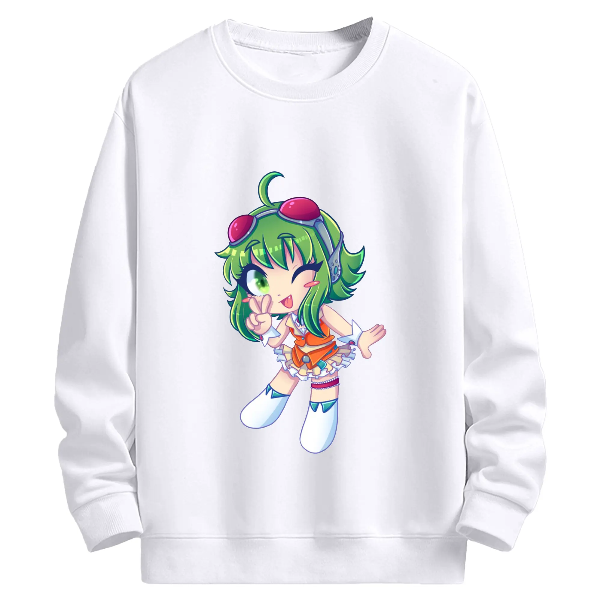 GUMI 二次元可愛い - 高品質 クルーネック スウェット ・ コットン59％ ポリエステル41％ ・ ユニセックス 長袖 トレーナー ・ カジュアル デイリー スポーツ 散歩用