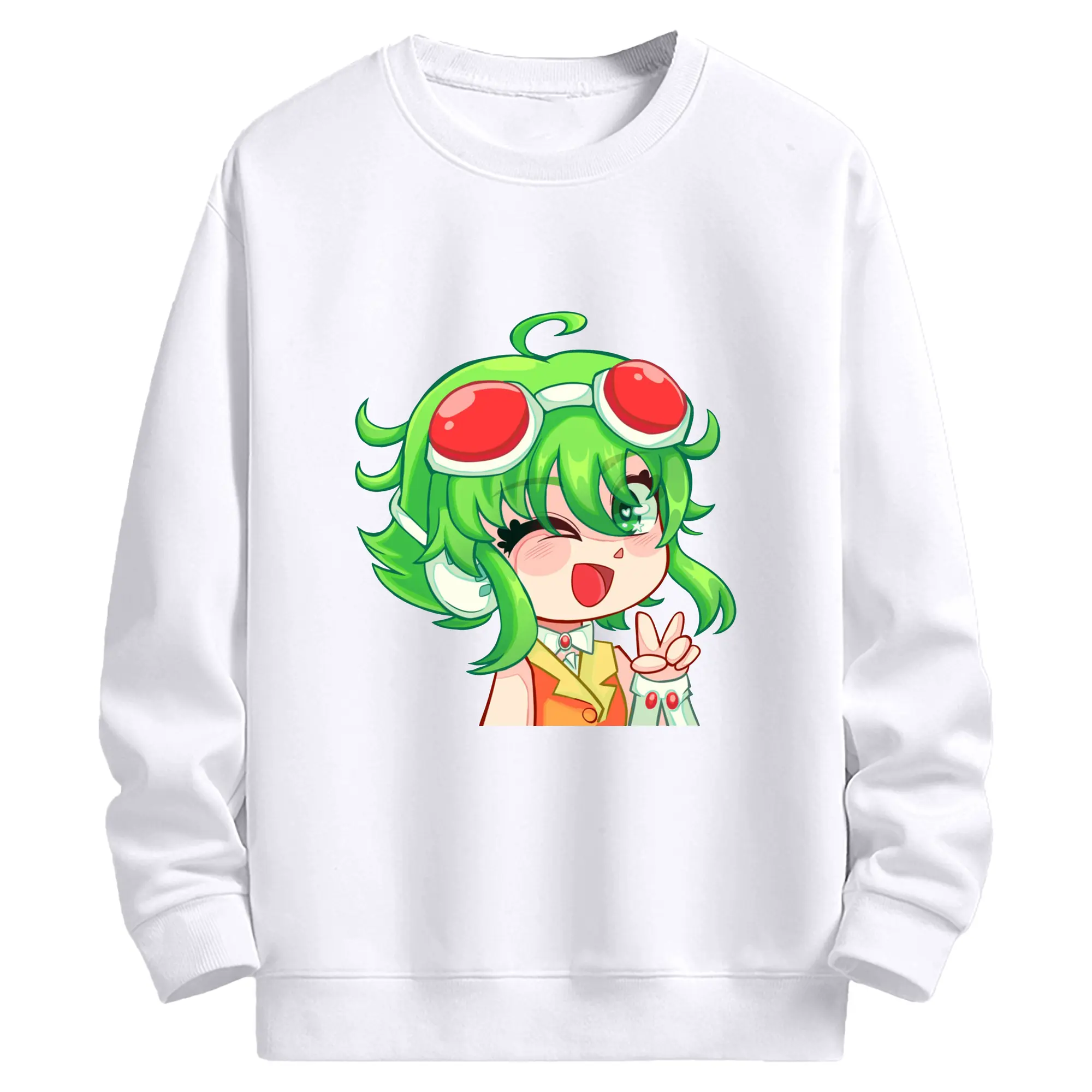 GUMI  VOCALOID 二次元可愛い - 高品質 クルーネック スウェット ・ コットン59％ ポリエステル41％ ・ ユニセックス 長袖 トレーナー ・ カジュアル デイリー スポーツ 散歩用