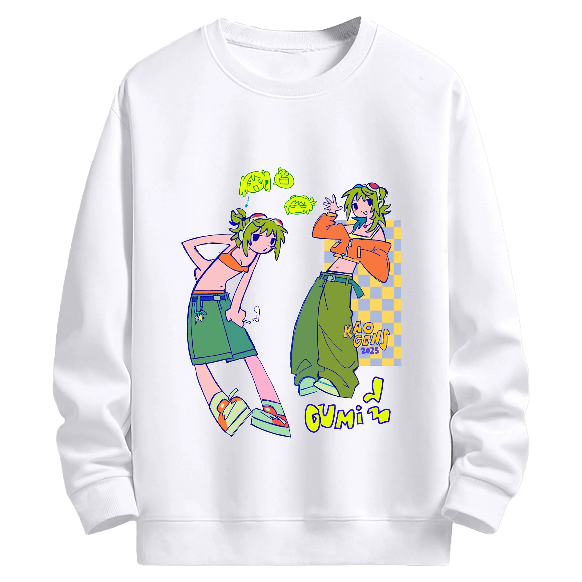 GUMI KAO GENS 2025 - 高品質 クルーネック スウェット ・ コットン59％ ポリエステル41％ ・ ユニセックス 長袖 トレーナー ・ カジュアル デイリー スポーツ 散歩用