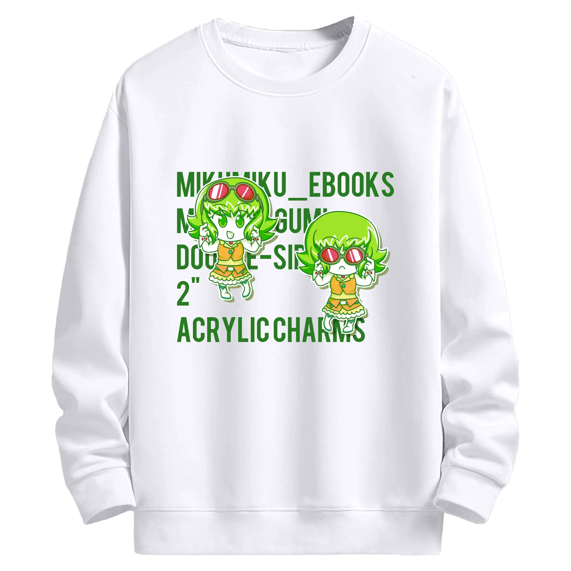 Megpoid GUMI ゴーグル付き - 高品質 クルーネック スウェット ・ コットン59％ ポリエステル41％ ・ ユニセックス 長袖 トレーナー ・ カジュアル デイリー スポーツ 散歩用