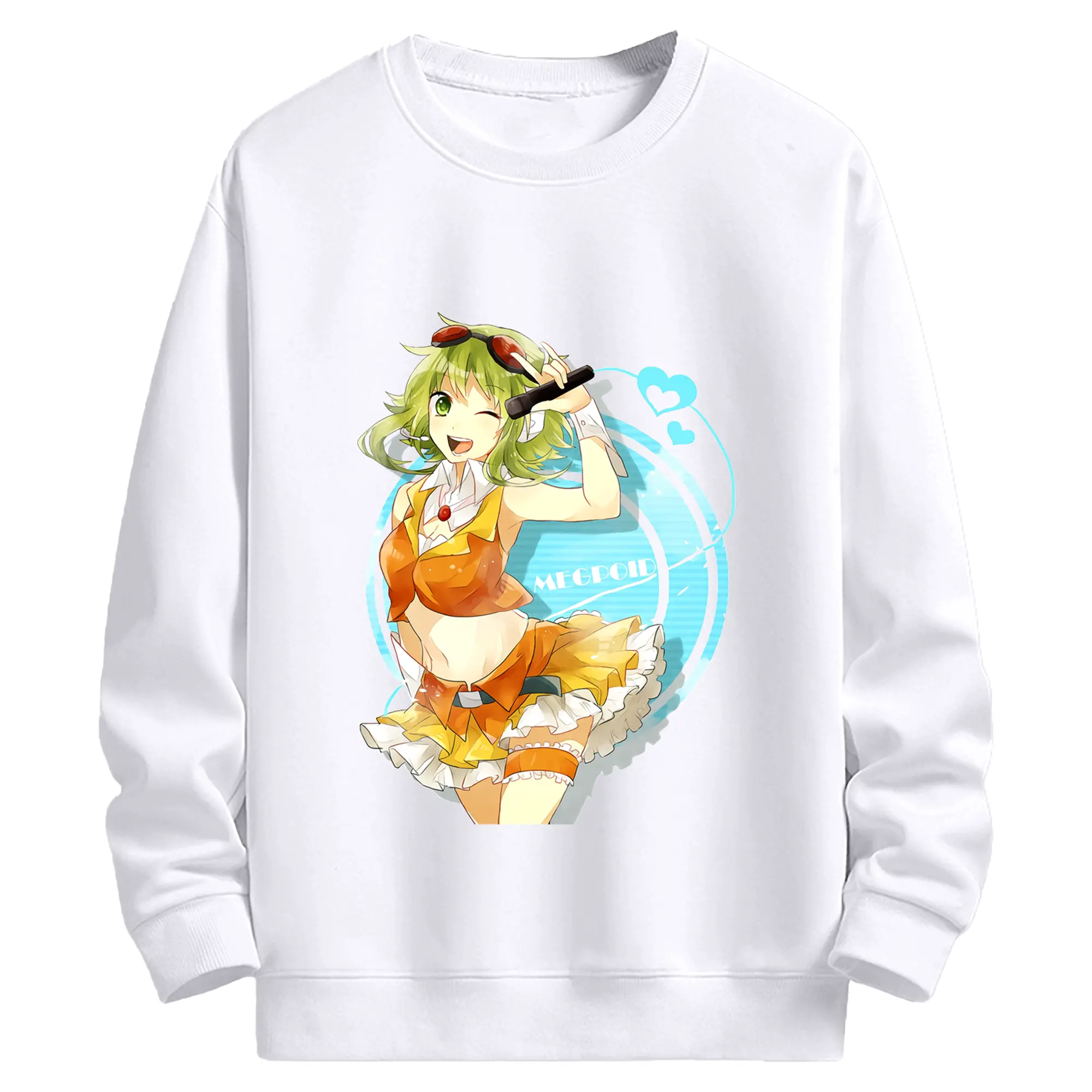 Megpoidバーチャルアイドル - 高品質 クルーネック スウェット ・ コットン59％ ポリエステル41％ ・ ユニセックス 長袖 トレーナー ・ カジュアル デイリー スポーツ 散歩用