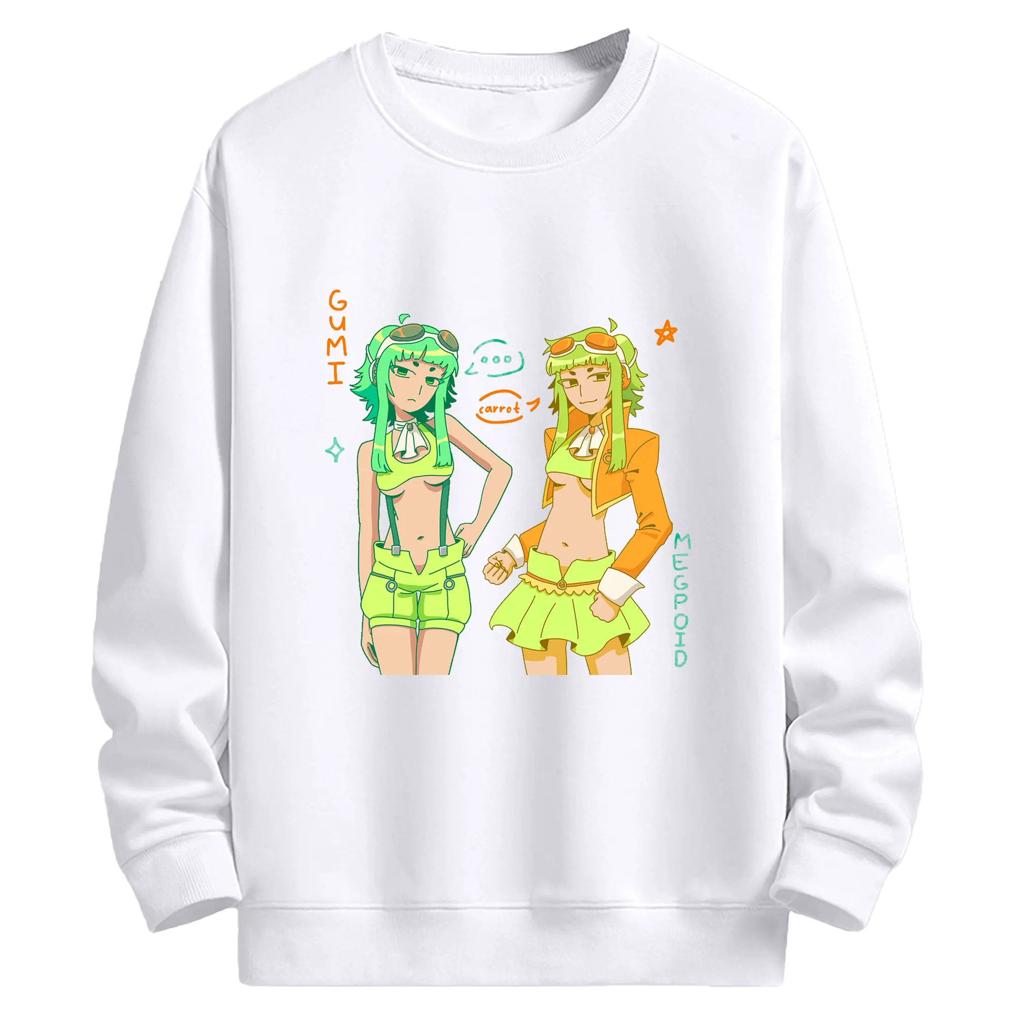 GUMI MEGPOID carrot - 高品質 クルーネック スウェット ・ コットン59％ ポリエステル41％ ・ ユニセックス 長袖 トレーナー ・ カジュアル デイリー スポーツ 散歩用