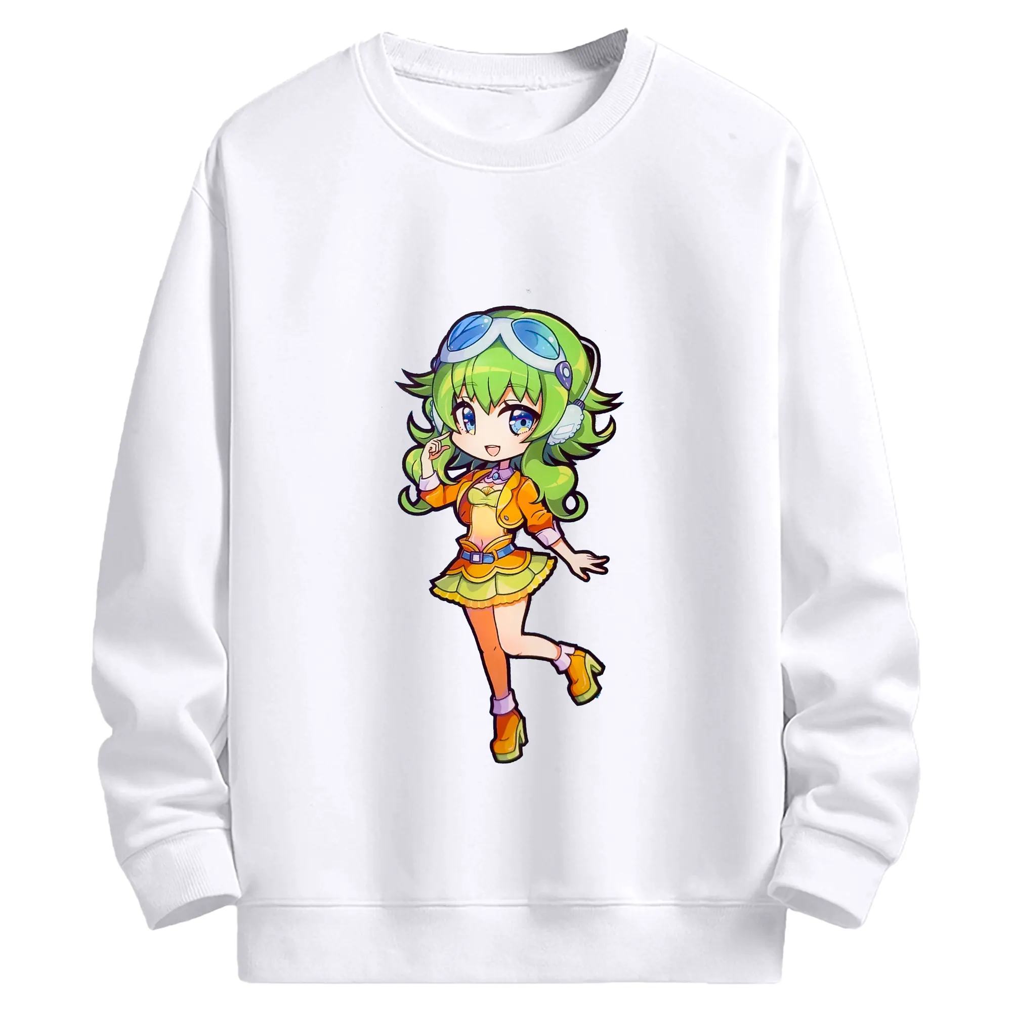 Megpoid GUMI メグッポイドグミ - 高品質 クルーネック スウェット ・ コットン59％ ポリエステル41％ ・ ユニセックス 長袖 トレーナー ・ カジュアル デイリー スポーツ 散歩用