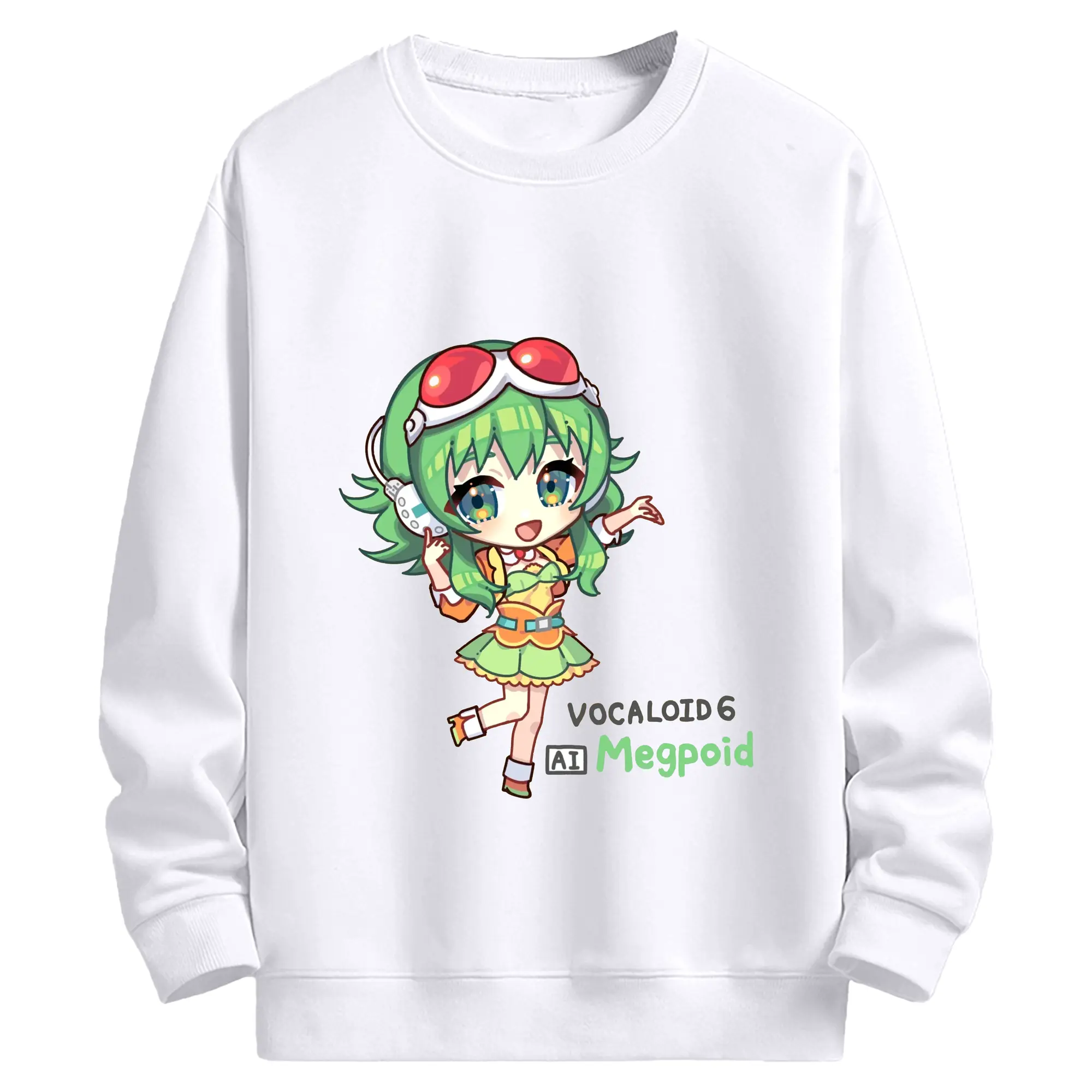 GUMI VOCALOID6 AI Megpoid - 高品質 クルーネック スウェット ・ コットン59％ ポリエステル41％ ・ ユニセックス 長袖 トレーナー ・ カジュアル デイリー スポーツ 散歩用