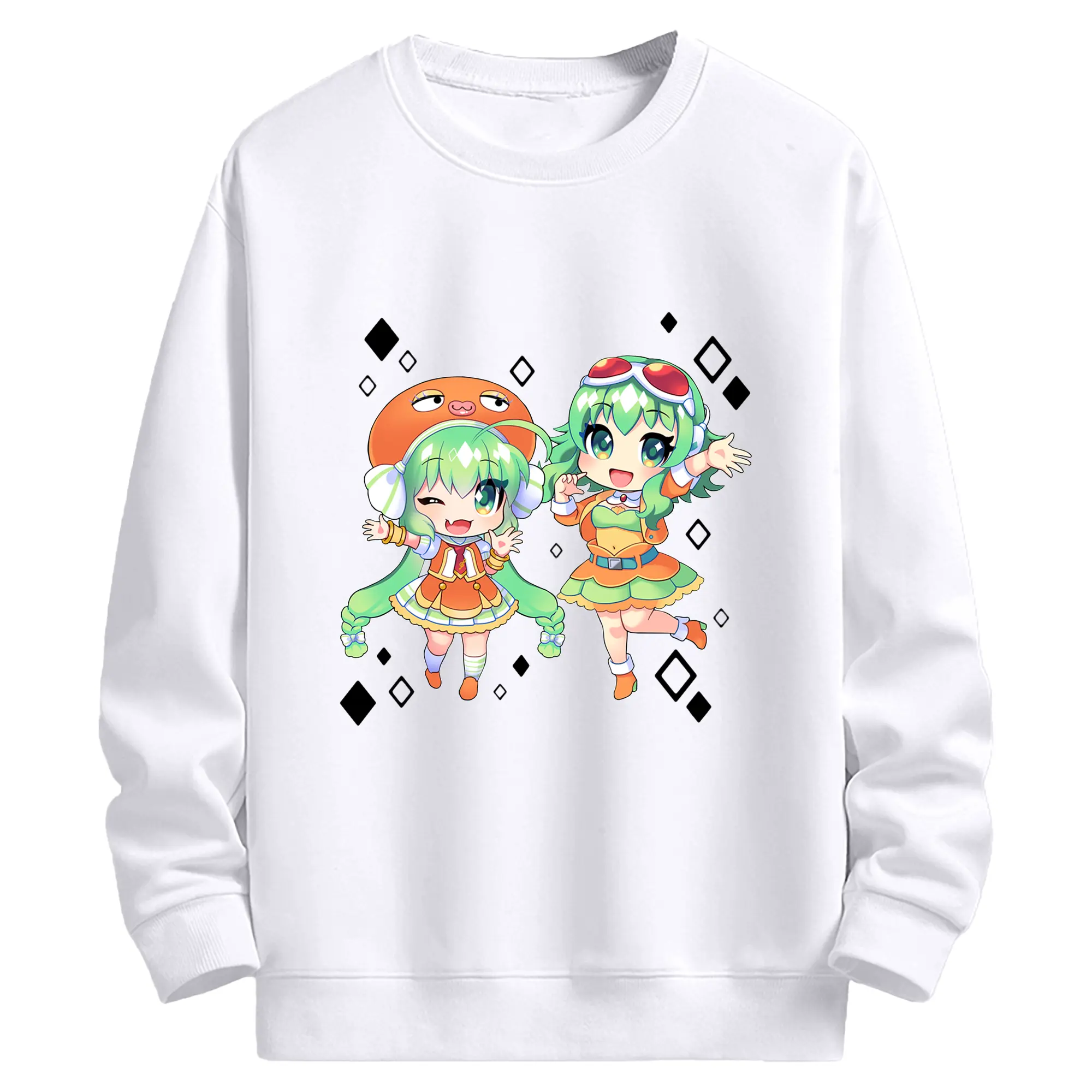 音街ウナMegpoid GUMI - 高品質 クルーネック スウェット ・ コットン59％ ポリエステル41％ ・ ユニセックス 長袖 トレーナー ・ カジュアル デイリー スポーツ 散歩用