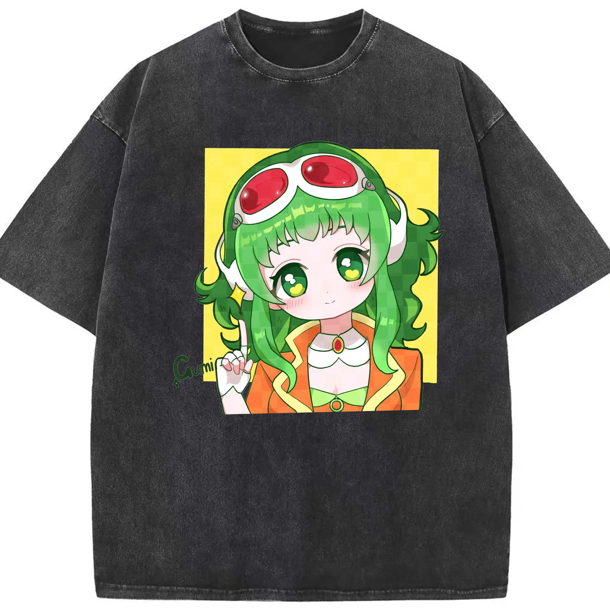 GUMI VOCALOID Megpoiアニメ - 綿100％ ヴィンテージ風 半袖Tシャツ ・ フロントプリント ・ 柔らか肌触り ・ 通気性 快適 ・ スポーツ カジュアル 外出用