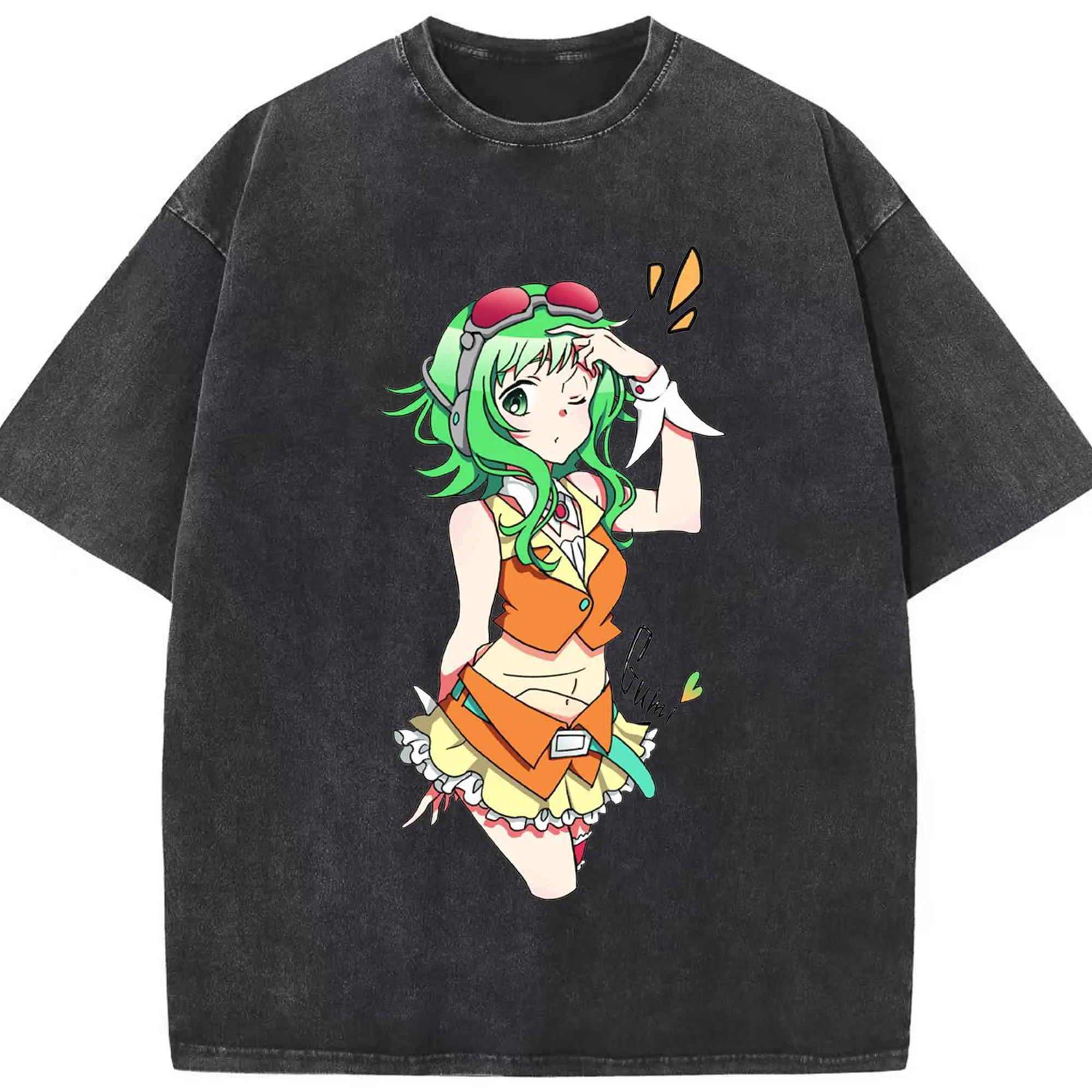 バーチャル歌手GUMI - 綿100％ ヴィンテージ風 半袖Tシャツ ・ フロントプリント ・ 柔らか肌触り ・ 通気性 快適 ・ スポーツ カジュアル 外出用