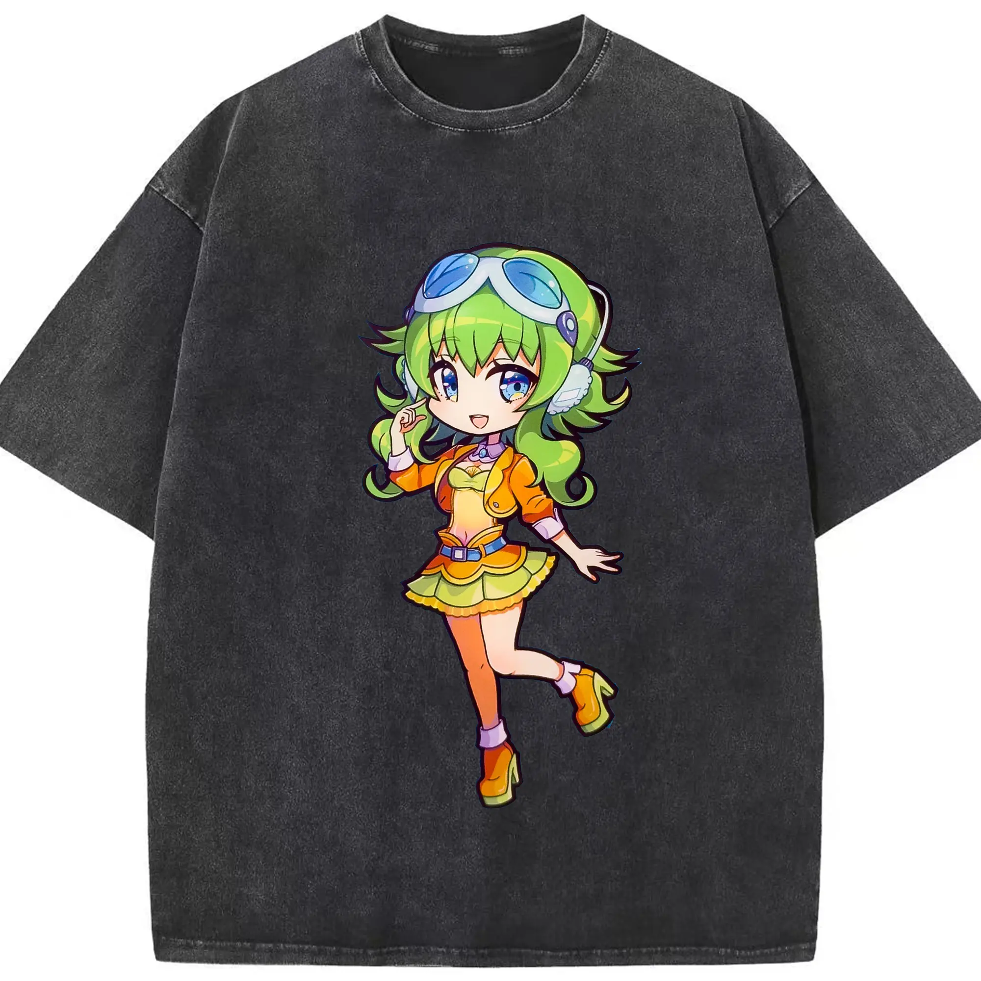 Megpoid GUMI メグッポイドグミ - 綿100％ ヴィンテージ風 半袖Tシャツ ・ フロントプリント ・ 柔らか肌触り ・ 通気性 快適 ・ スポーツ カジュアル 外出用
