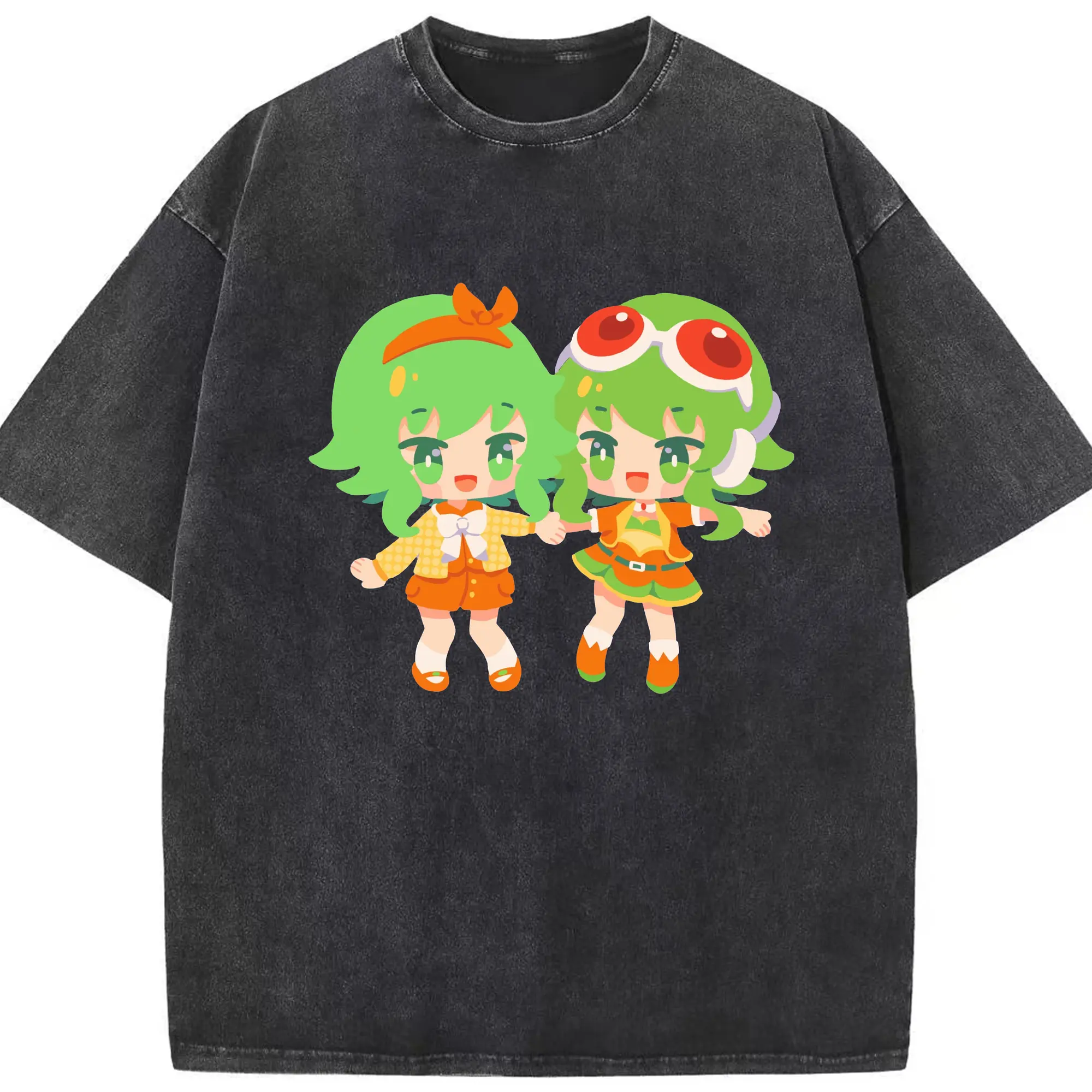かわいいバーチャル歌手GUMIファン専用 - 綿100％ ヴィンテージ風 半袖Tシャツ ・ フロントプリント ・ 柔らか肌触り ・ 通気性 快適 ・ スポーツ カジュアル 外出用