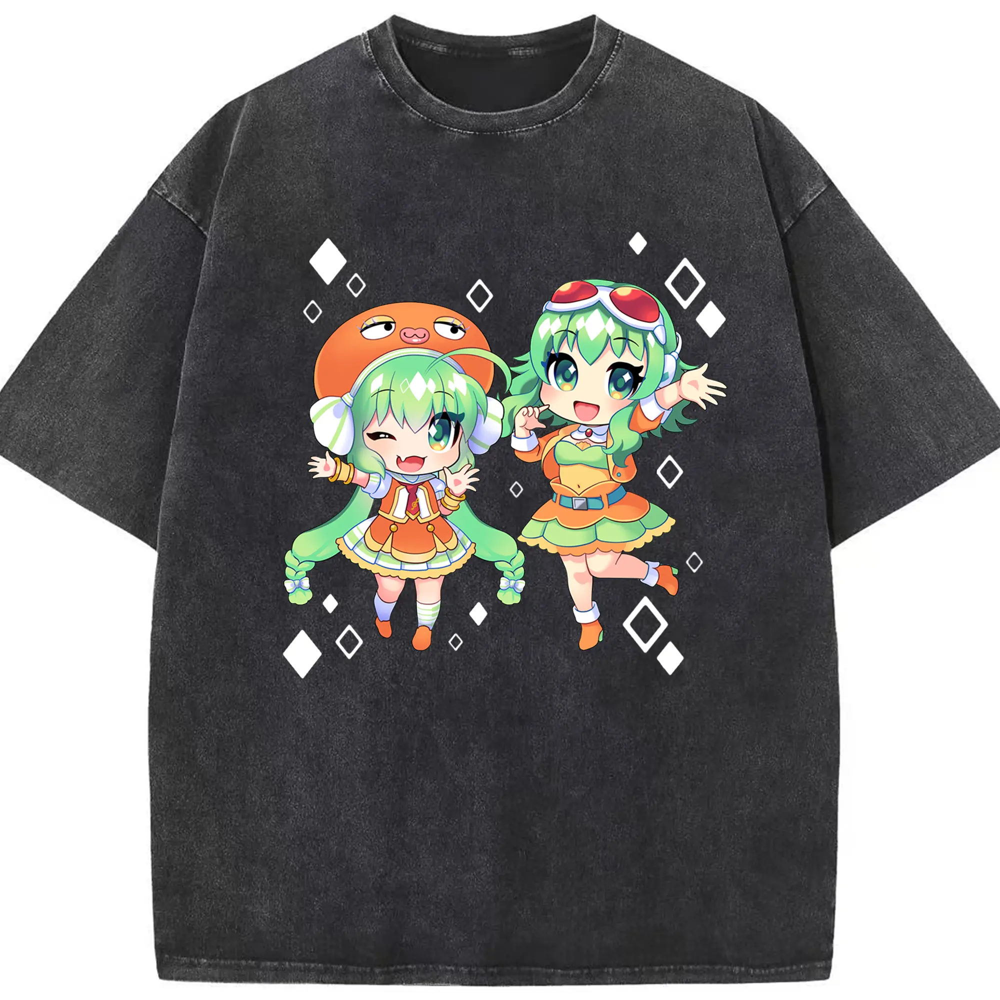 音街ウナMegpoid GUMI - 綿100％ ヴィンテージ風 半袖Tシャツ ・ フロントプリント ・ 柔らか肌触り ・ 通気性 快適 ・ スポーツ カジュアル 外出用