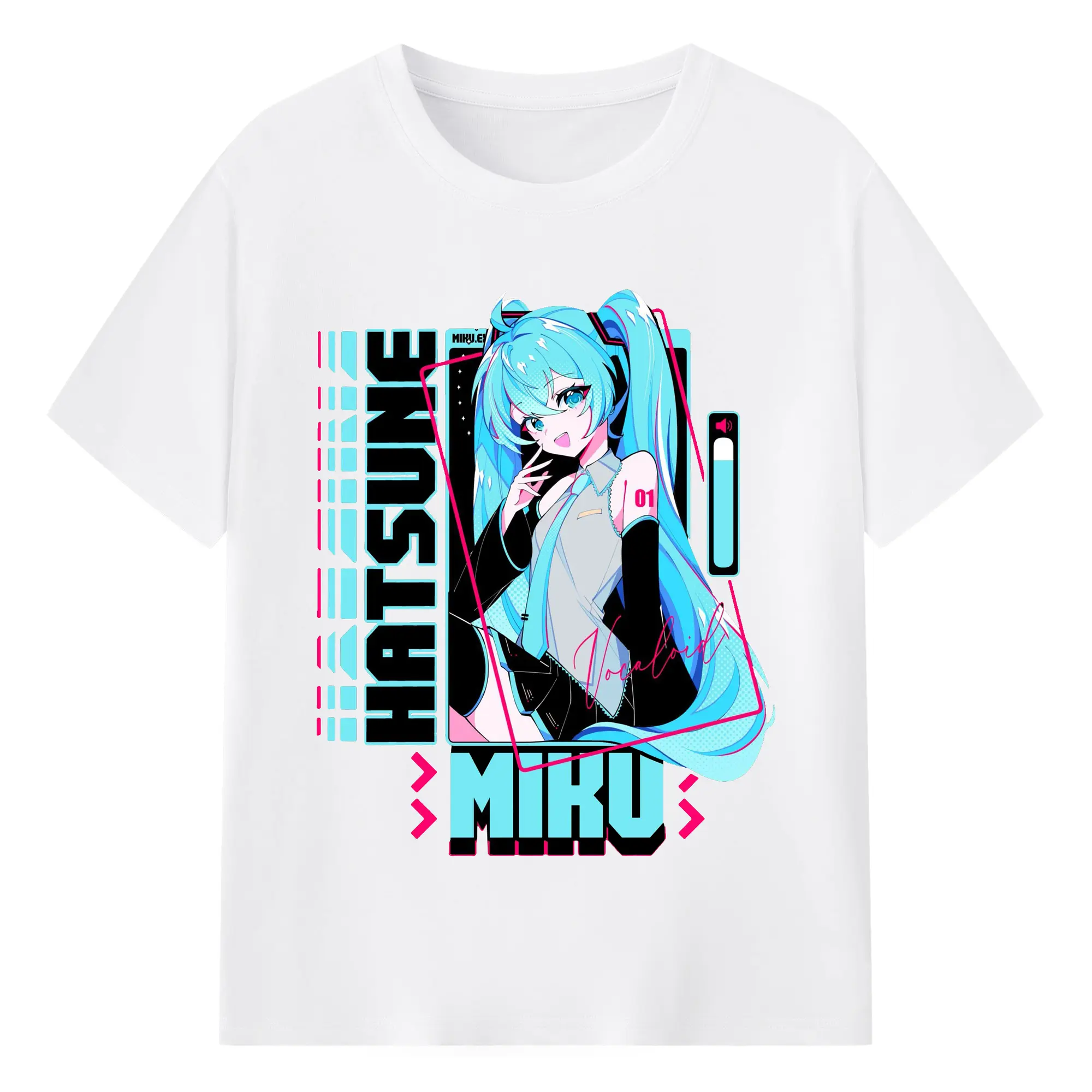 初音ミクHatsune Miku Miku Fanart - 綿100％ 半袖Tシャツ ・ フロントプリント ・ 快適 通気性 ・ 日常使い 散歩 スポーツ用