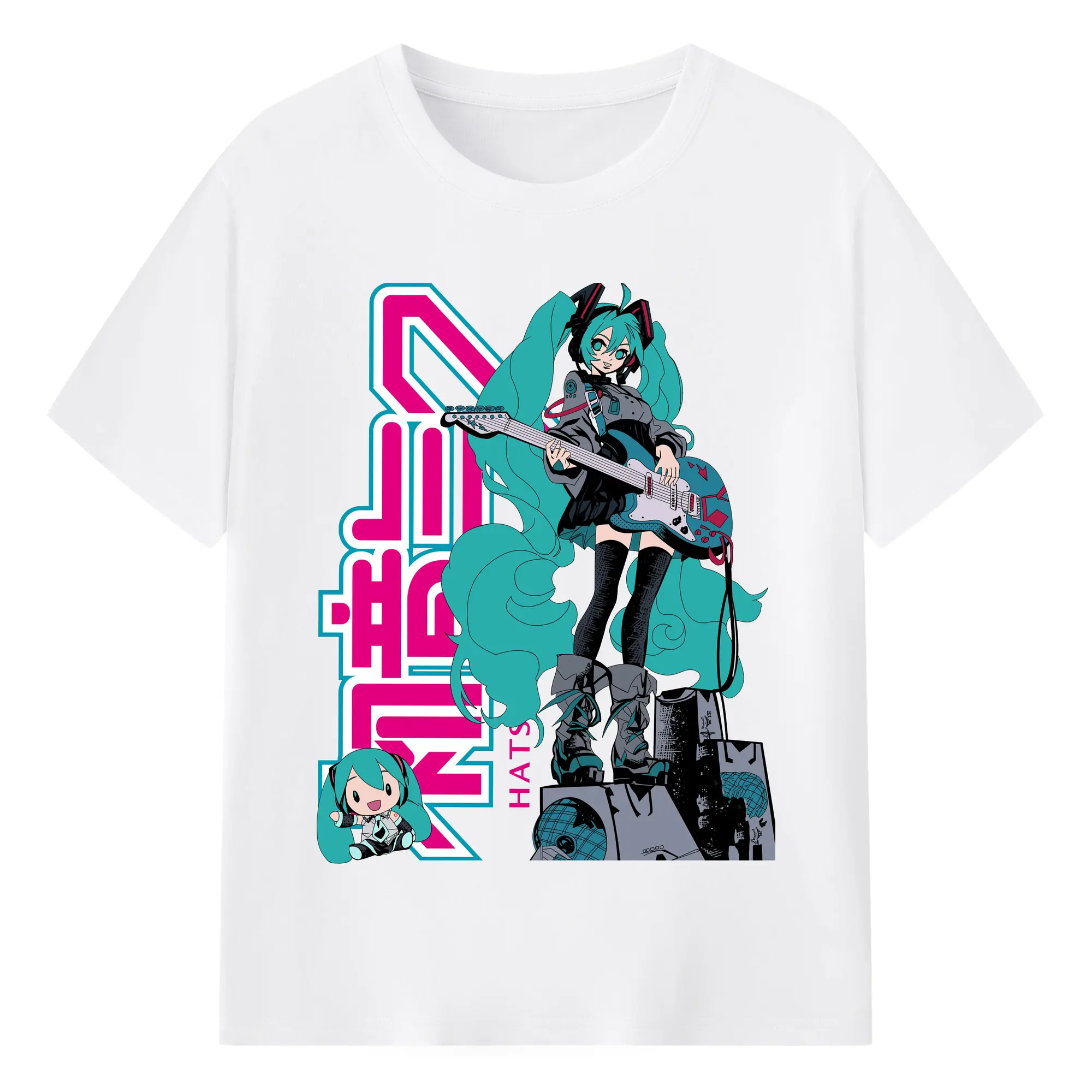 初音ミクHatsune Miku電子歌姫 01 VCL - 綿100％ 半袖Tシャツ ・ フロントプリント ・ 快適 通気性 ・ 日常使い 散歩 スポーツ用