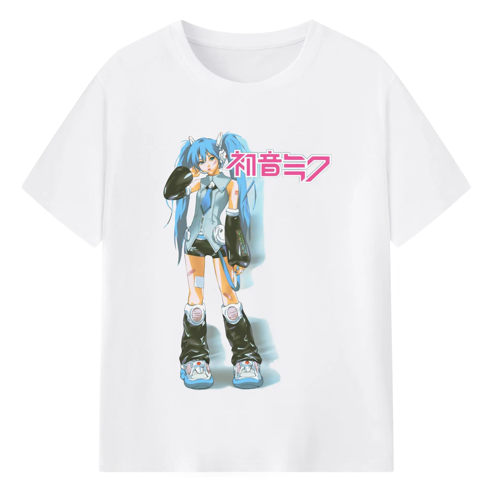初音ミク - 綿100％ 半袖Tシャツ ・ フロントプリント ・ 快適 通気性 ・ 日常使い 散歩 スポーツ用