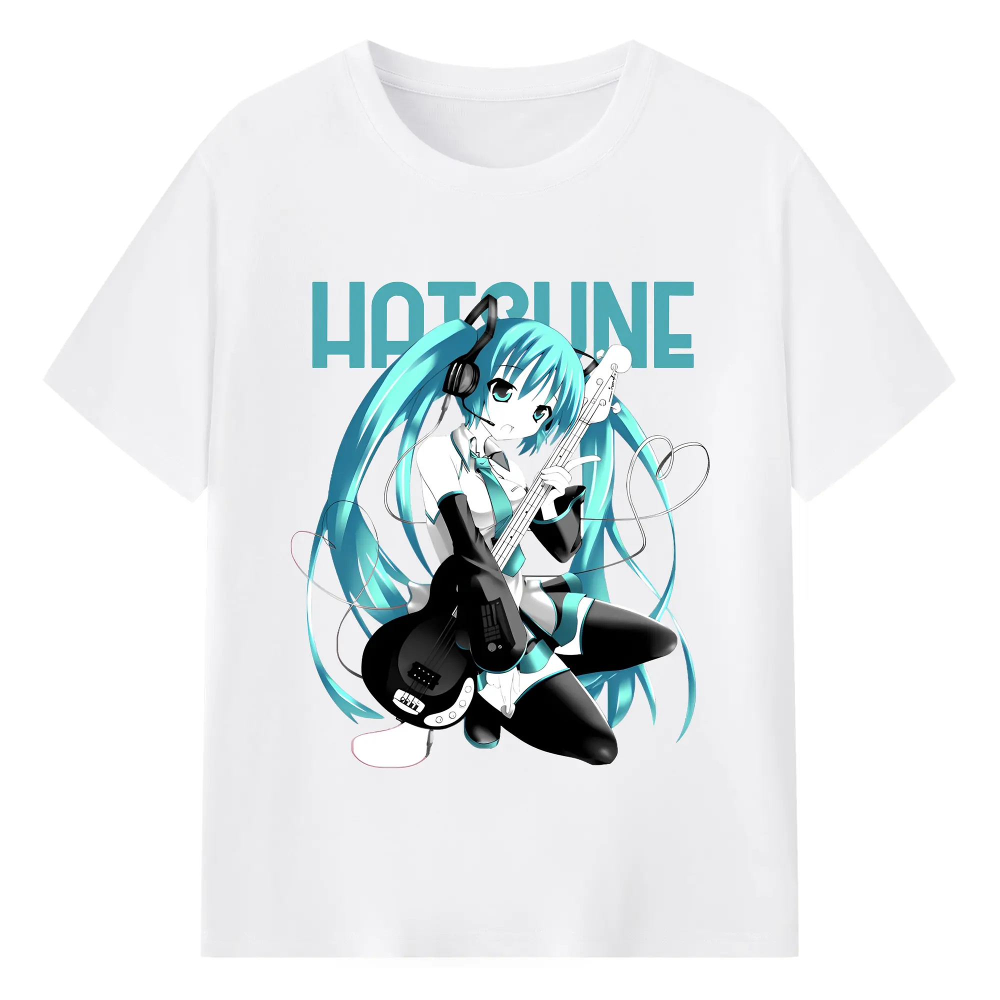 マンガ初音ミクHatsune Miku - 綿100％ 半袖Tシャツ ・ フロントプリント ・ 快適 通気性 ・ 日常使い 散歩 スポーツ用