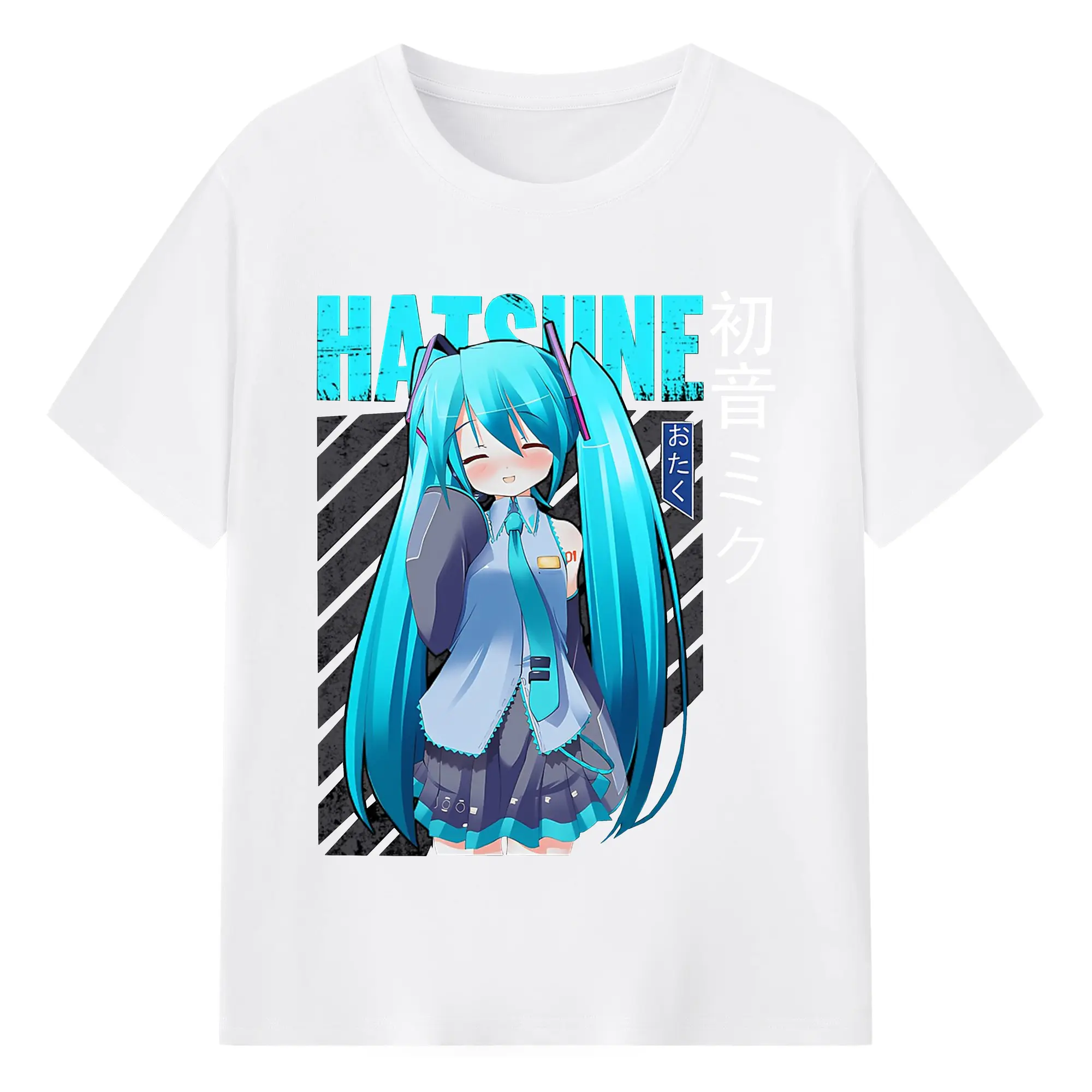 初音ミク シンプルデザイン - 綿100％ 半袖Tシャツ ・ フロントプリント ・ 快適 通気性 ・ 日常使い 散歩 スポーツ用