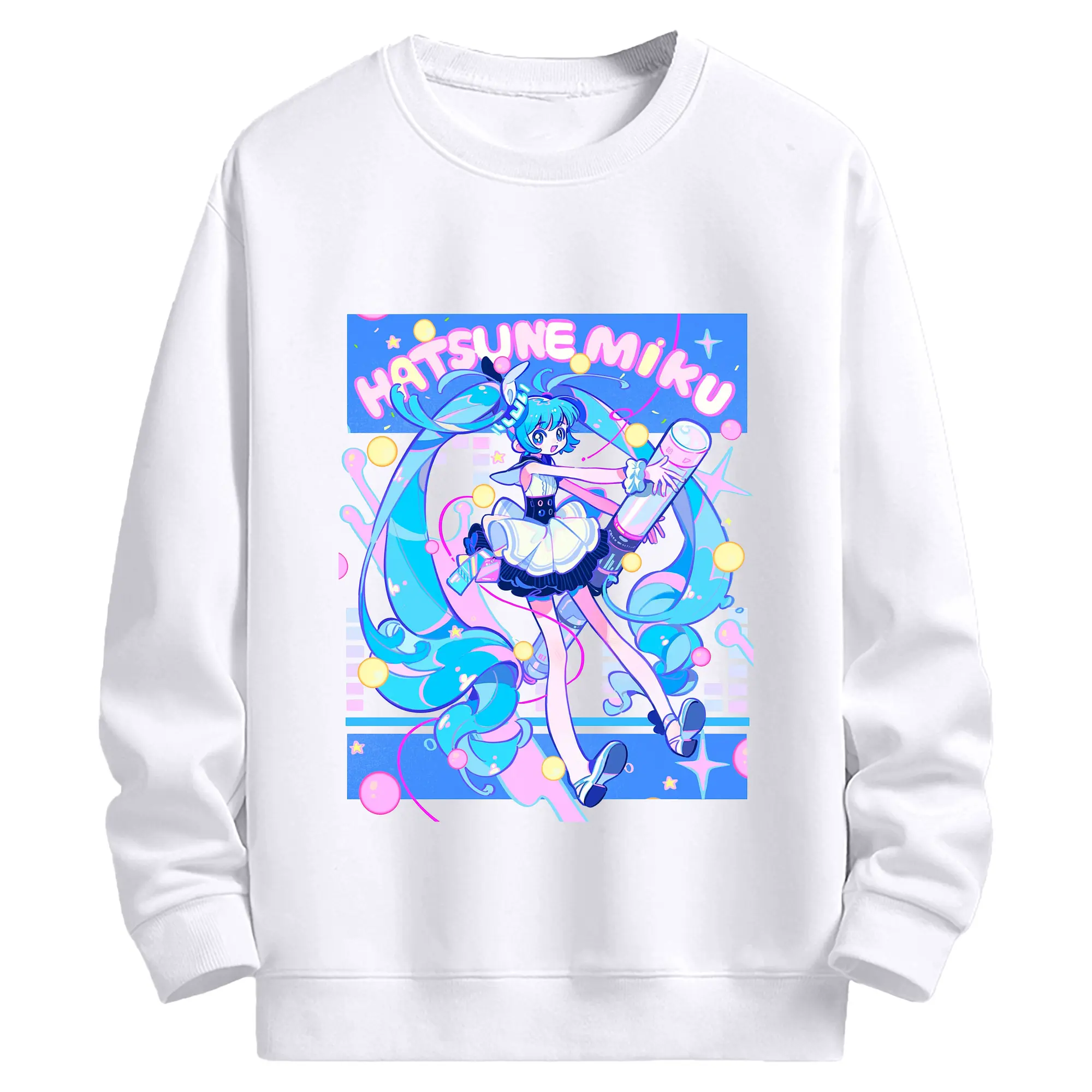 初音ミク かっこいい デザイン - 高品質 クルーネック スウェット ・ コットン59％ ポリエステル41％ ・ ユニセックス 長袖 トレーナー ・ カジュアル デイリー スポーツ 散歩用