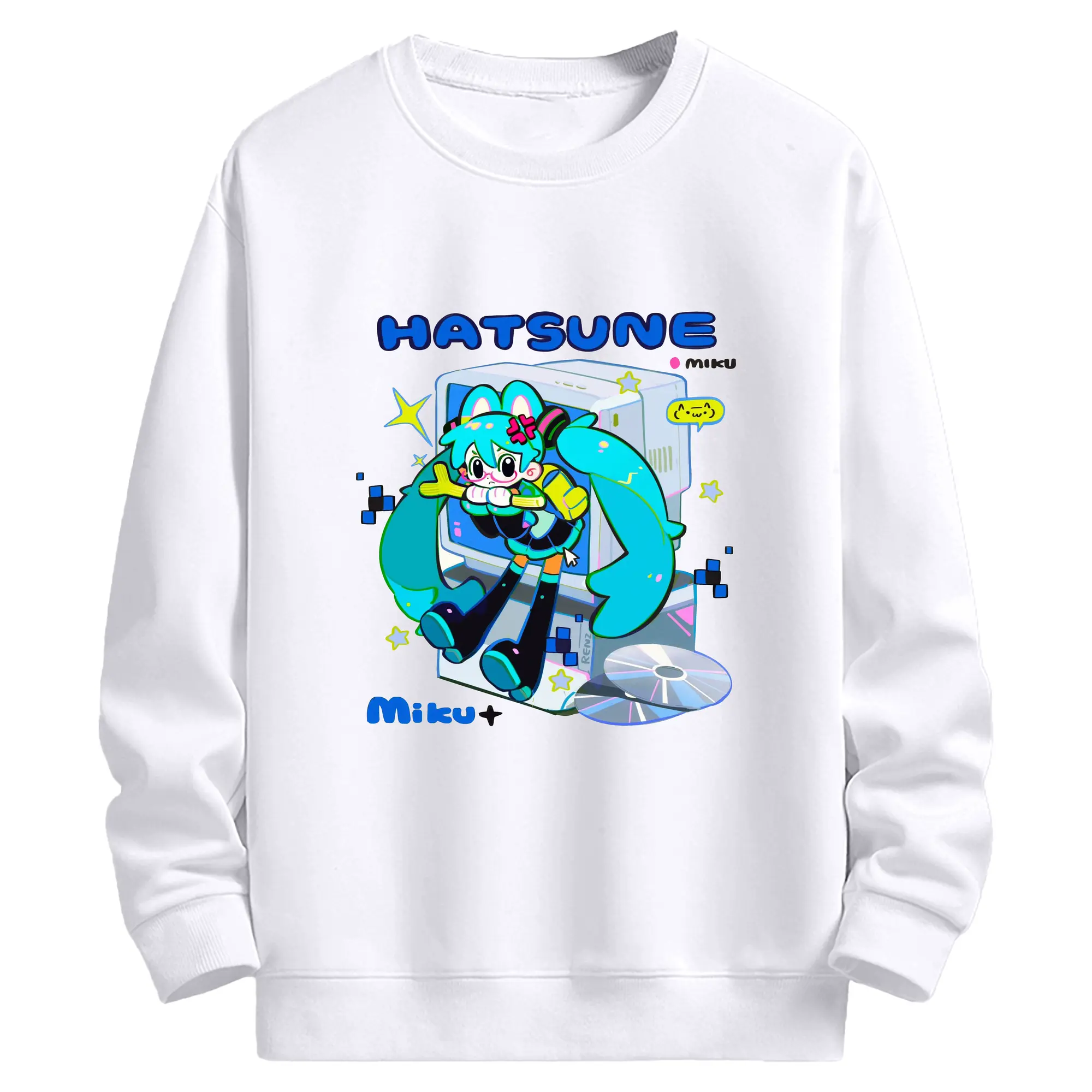 初音ミク CD マンガ - 高品質 クルーネック スウェット ・ コットン59％ ポリエステル41％ ・ ユニセックス 長袖 トレーナー ・ カジュアル デイリー スポーツ 散歩用