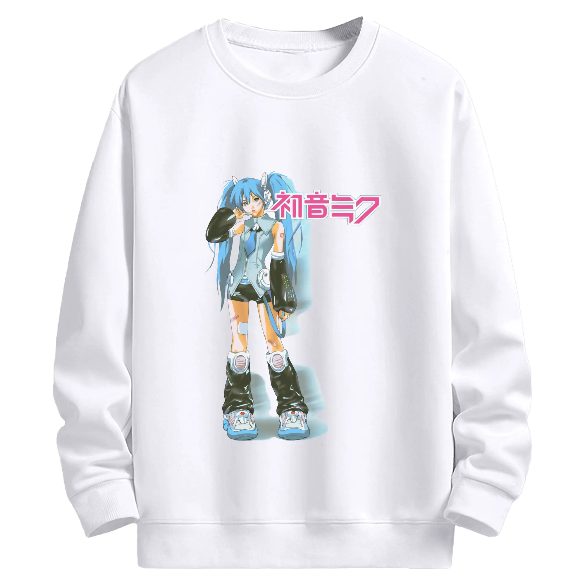 初音ミク - 高品質 クルーネック スウェット ・ コットン59％ ポリエステル41％ ・ ユニセックス 長袖 トレーナー ・ カジュアル デイリー スポーツ 散歩用