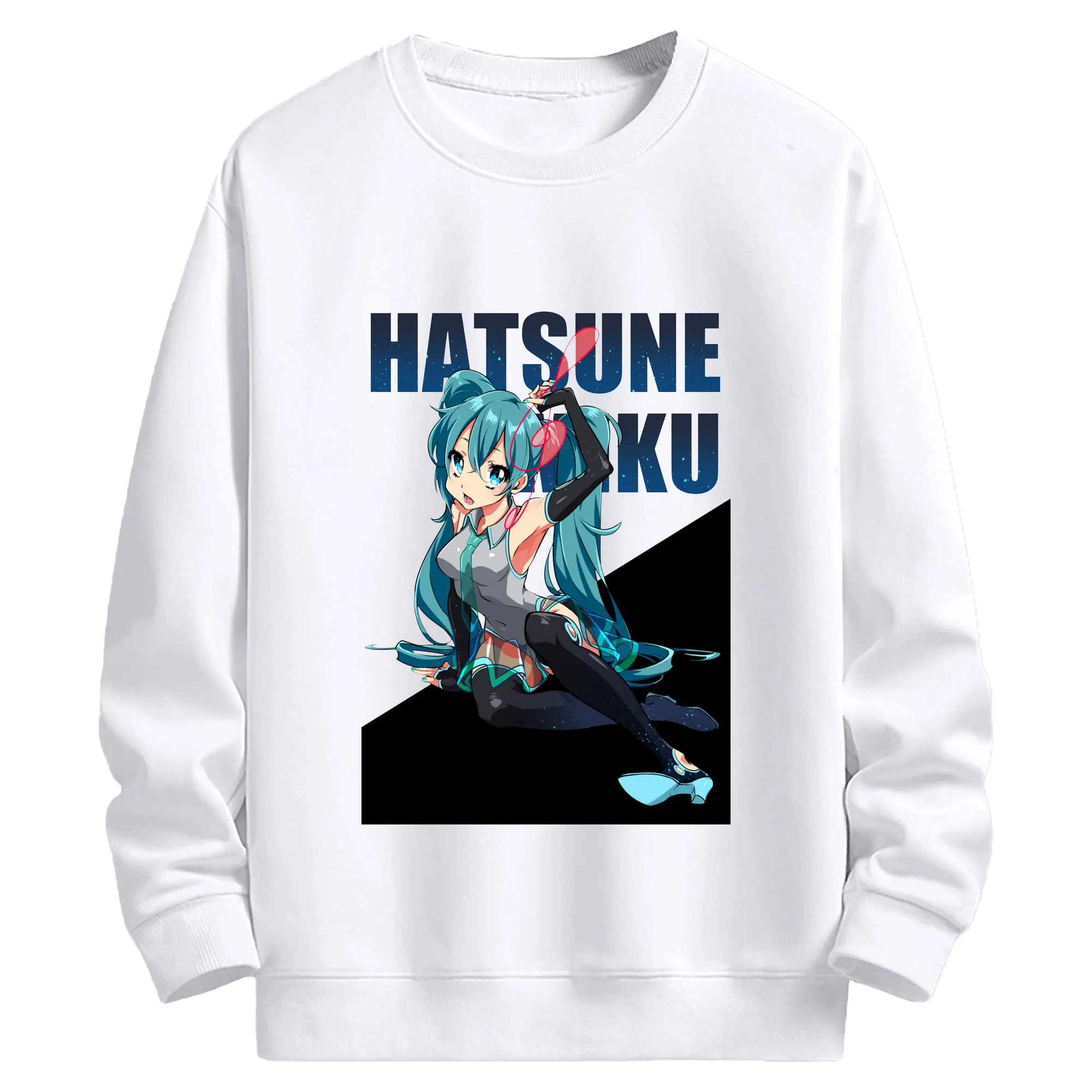 Hatsune Miku01 - 高品質 クルーネック スウェット ・ コットン59％ ポリエステル41％ ・ ユニセックス 長袖 トレーナー ・ カジュアル デイリー スポーツ 散歩用