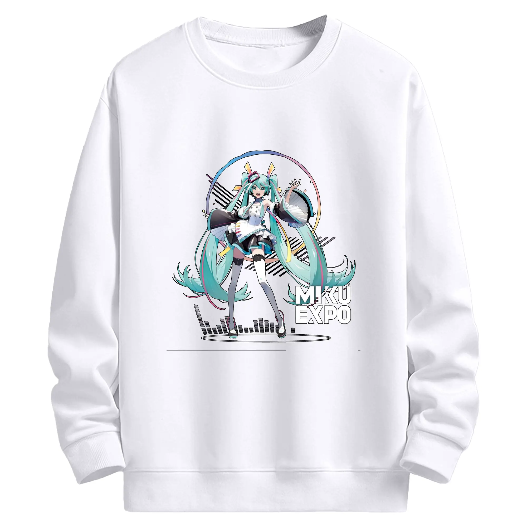 Hatsune Miku EXPO - 高品質 クルーネック スウェット ・ コットン59％ ポリエステル41％ ・ ユニセックス 長袖 トレーナー ・ カジュアル デイリー スポーツ 散歩用