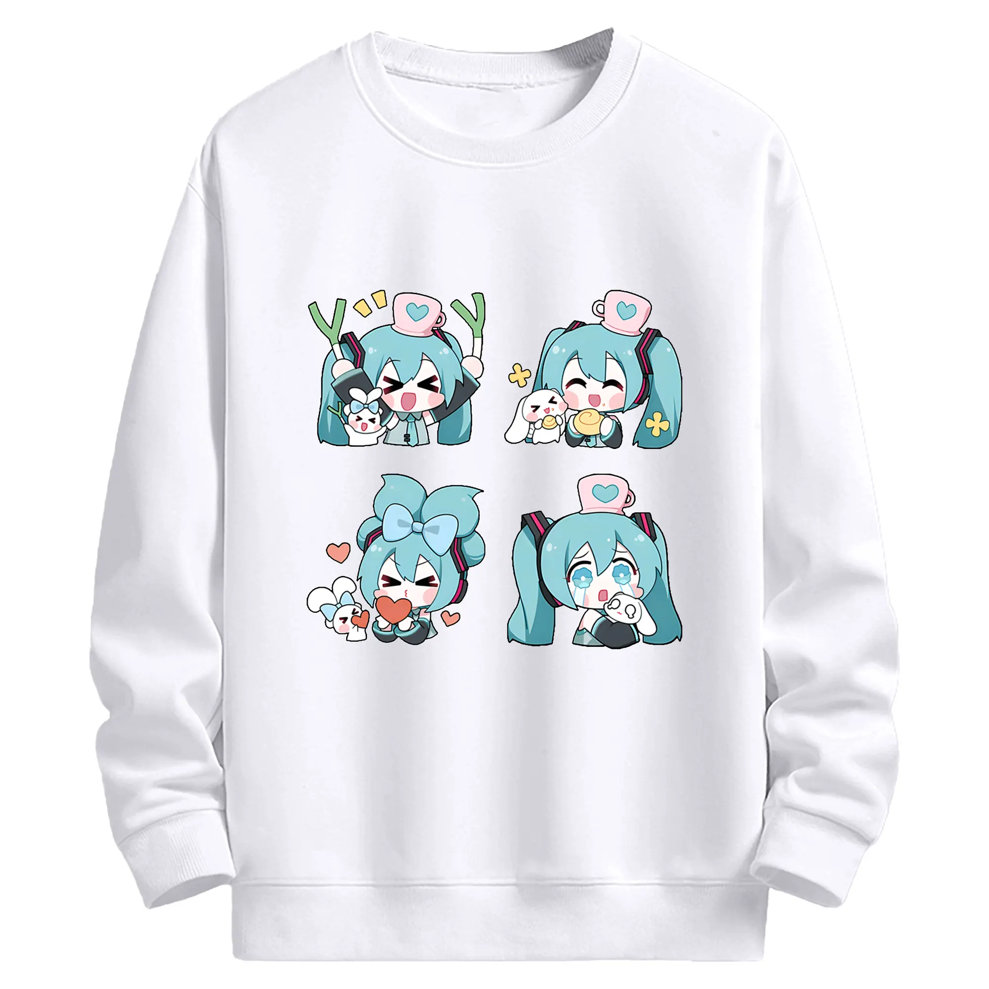 初音ミク 歌手 アニメグッズ かわいい 二次元 キャラクターグッズ - 高品質 クルーネック スウェット ・ コットン59％ ポリエステル41％ ・ ユニセックス 長袖 トレーナー ・ カジュアル デイリー スポーツ 散歩用