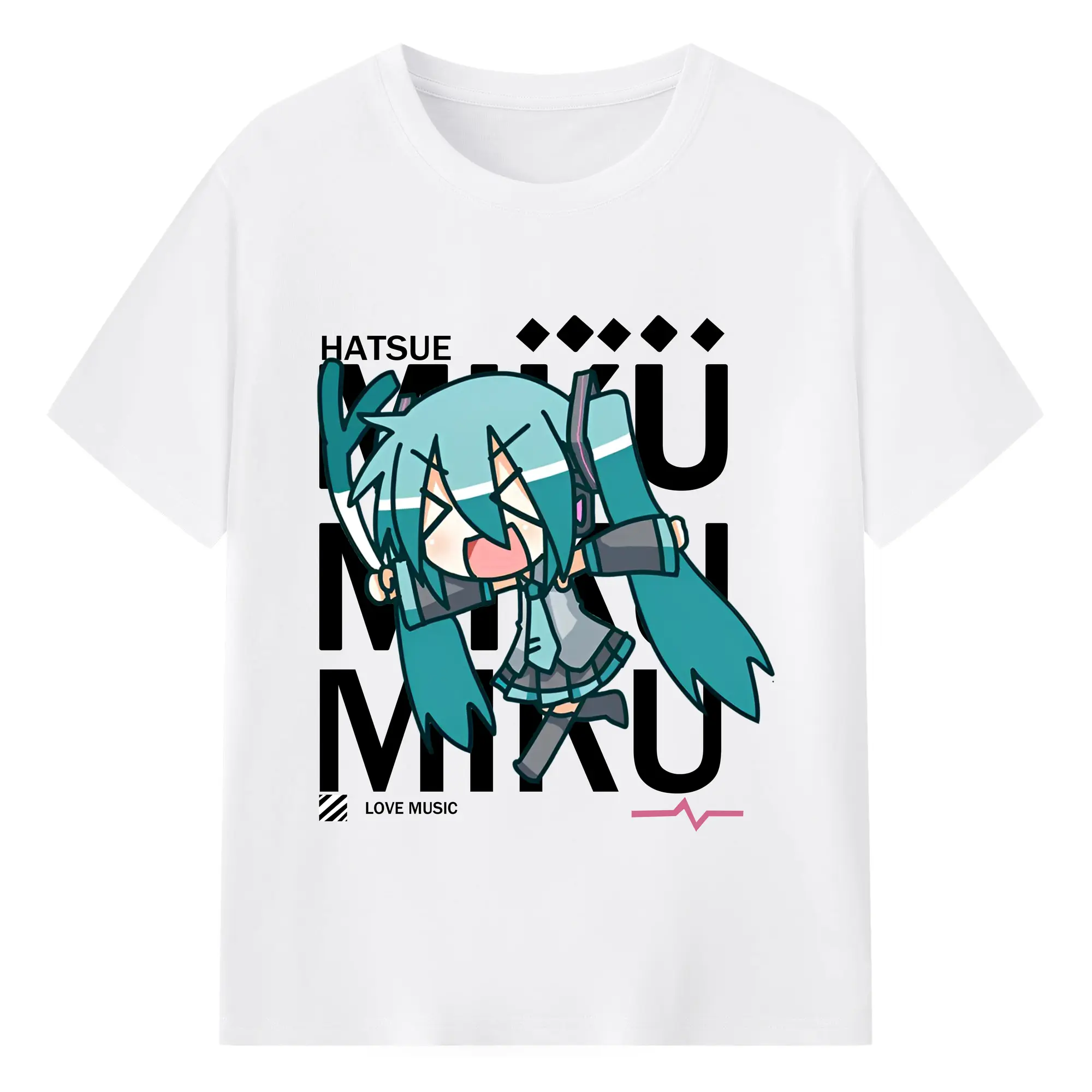 初音ミク 二次元 グッズIevan Polkka - 綿100％ 半袖Tシャツ ・ フロントプリント ・ 快適 通気性 ・ 日常使い 散歩 スポーツ用