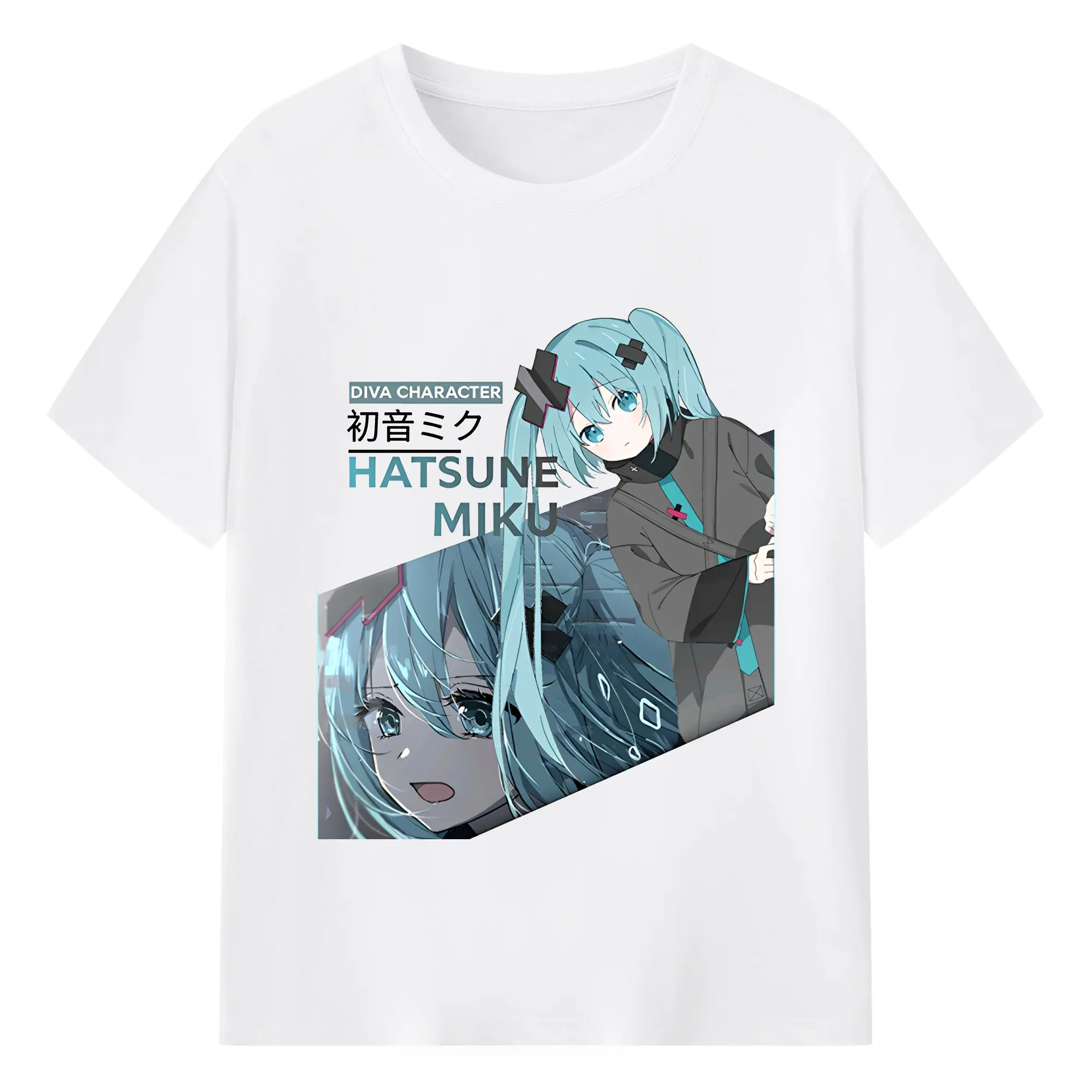 Hatsune MikuDIVA CHARAC初音ミク - 綿100％ 半袖Tシャツ ・ フロントプリント ・ 快適 通気性 ・ 日常使い 散歩 スポーツ用