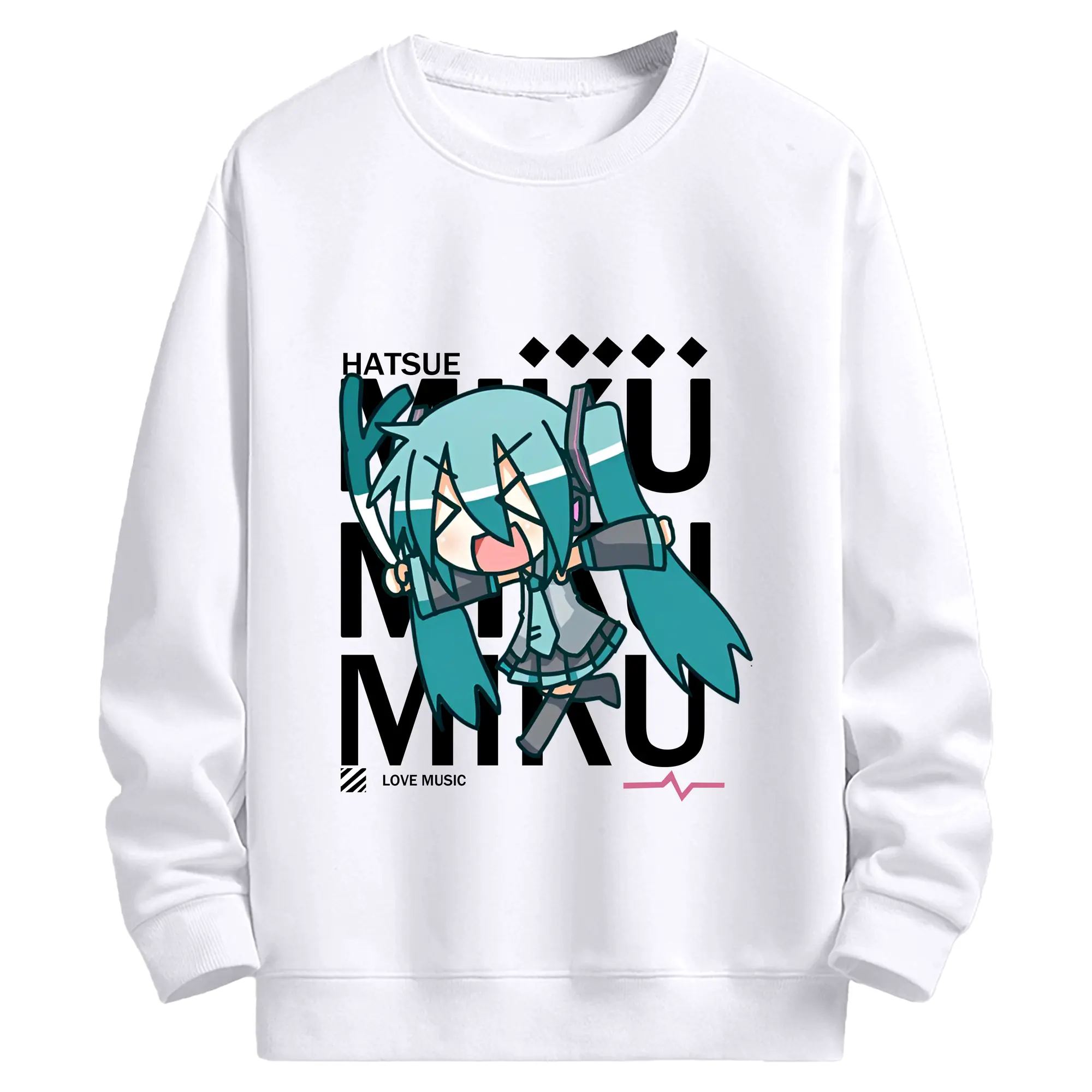 初音ミク 二次元 グッズIevan Polkka - 高品質 クルーネック スウェット ・ コットン59％ ポリエステル41％ ・ ユニセックス 長袖 トレーナー ・ カジュアル デイリー スポーツ 散歩用