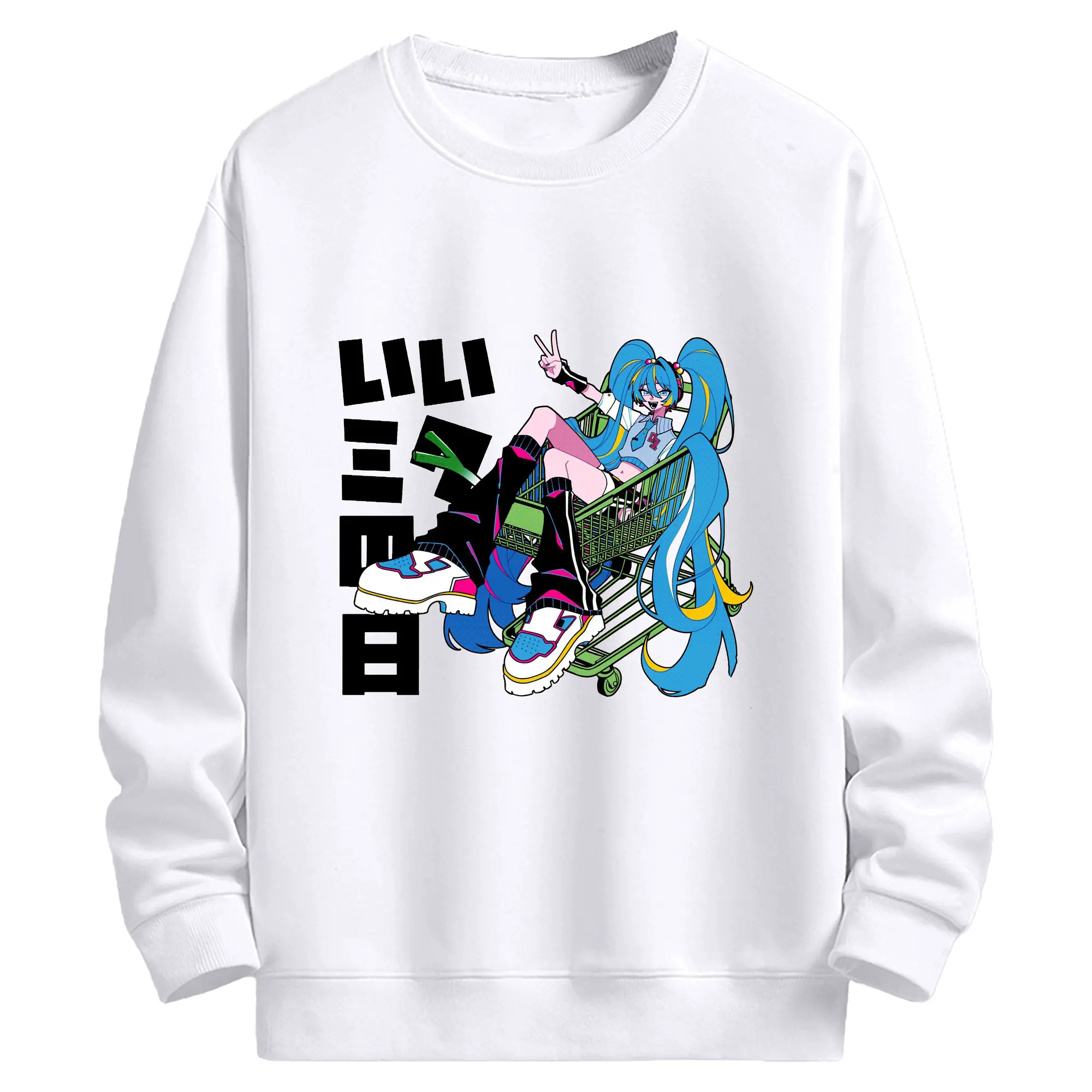 初音ミクいいミクの日01ミク 記念 限定 - 高品質 クルーネック スウェット ・ コットン59％ ポリエステル41％ ・ ユニセックス 長袖 トレーナー ・ カジュアル デイリー スポーツ 散歩用
