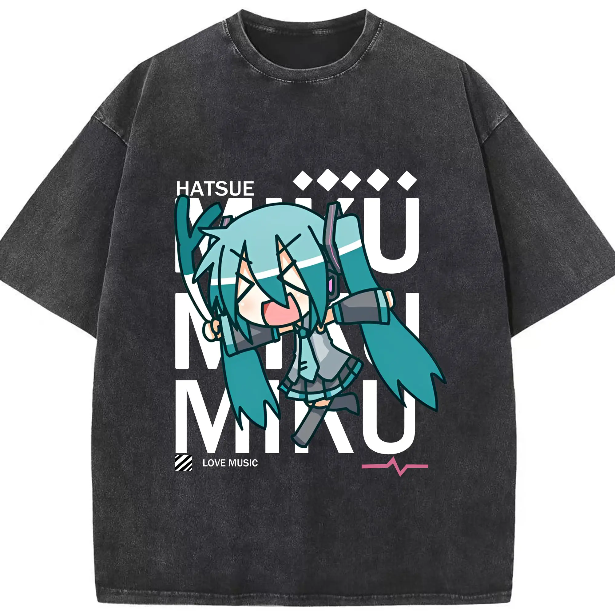 初音ミク 二次元 グッズIevan Polkka - 綿100％ ヴィンテージ風 半袖Tシャツ ・ フロントプリント ・ 柔らか肌触り ・ 通気性 快適 ・ スポーツ カジュアル 外出用