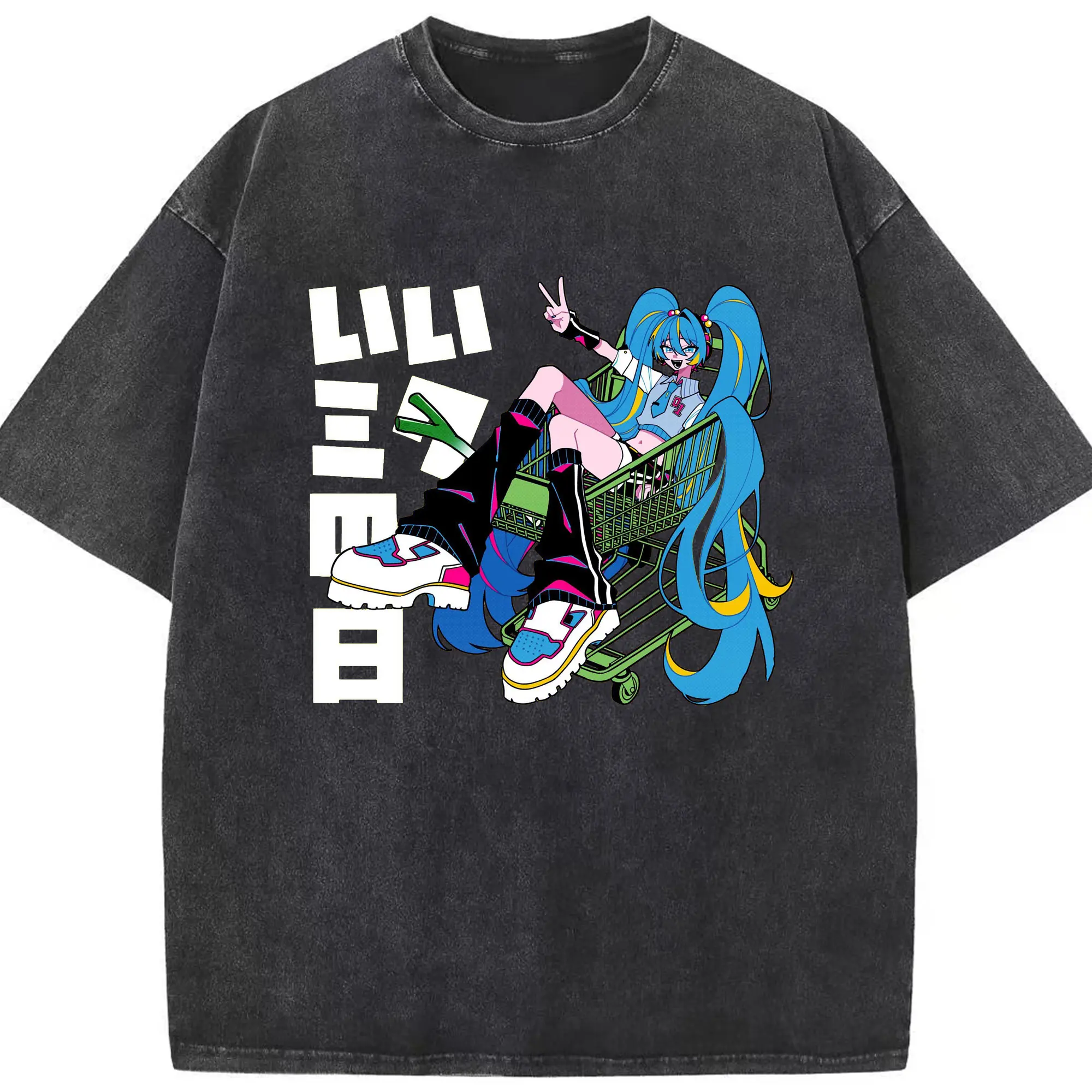 初音ミクいいミクの日01ミク 記念 限定 - 綿100％ ヴィンテージ風 半袖Tシャツ ・ フロントプリント ・ 柔らか肌触り ・ 通気性 快適 ・ スポーツ カジュアル 外出用