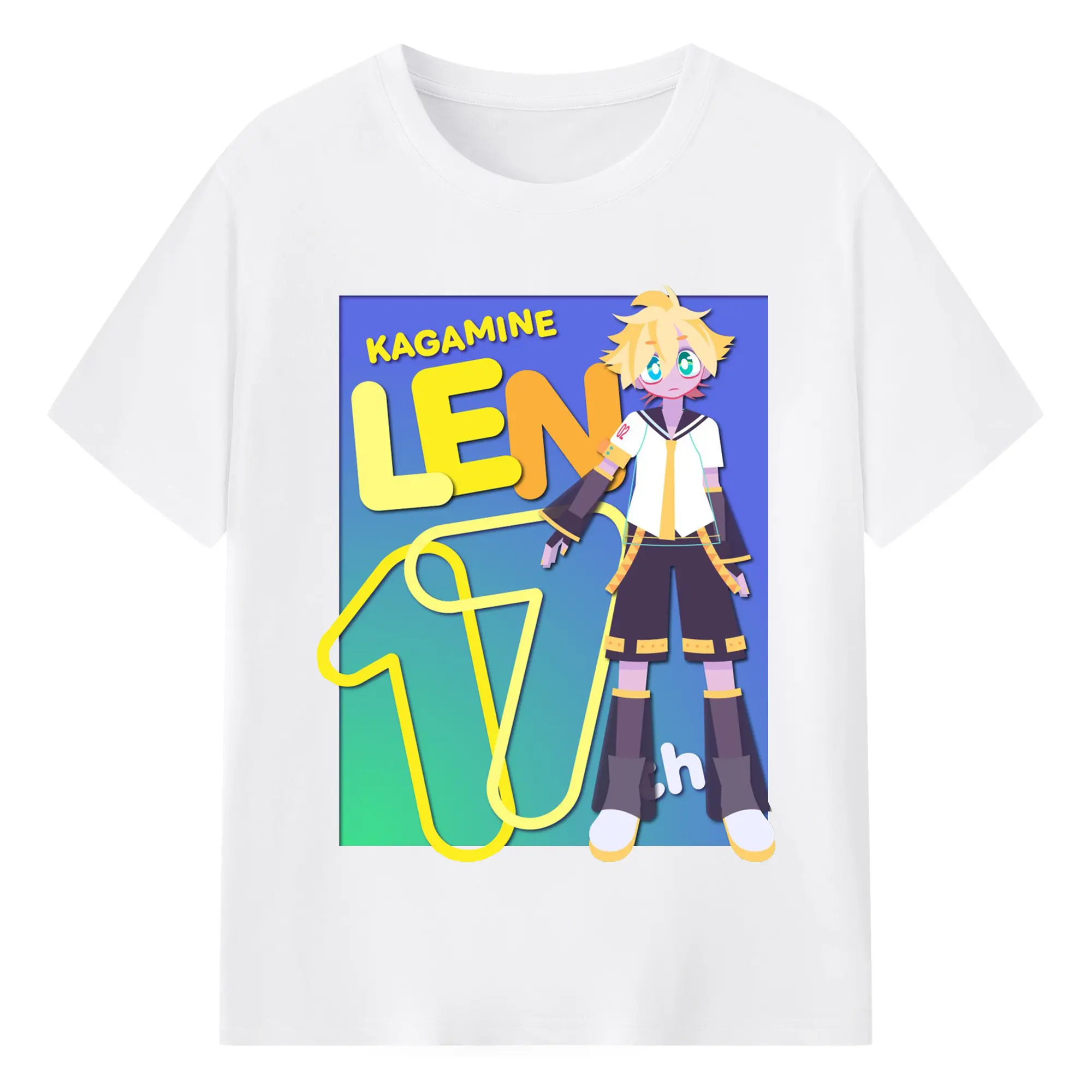 鏡音レンKagamine Len 17th - 綿100％ 半袖Tシャツ ・ フロントプリント ・ 快適 通気性 ・ 日常使い 散歩 スポーツ用