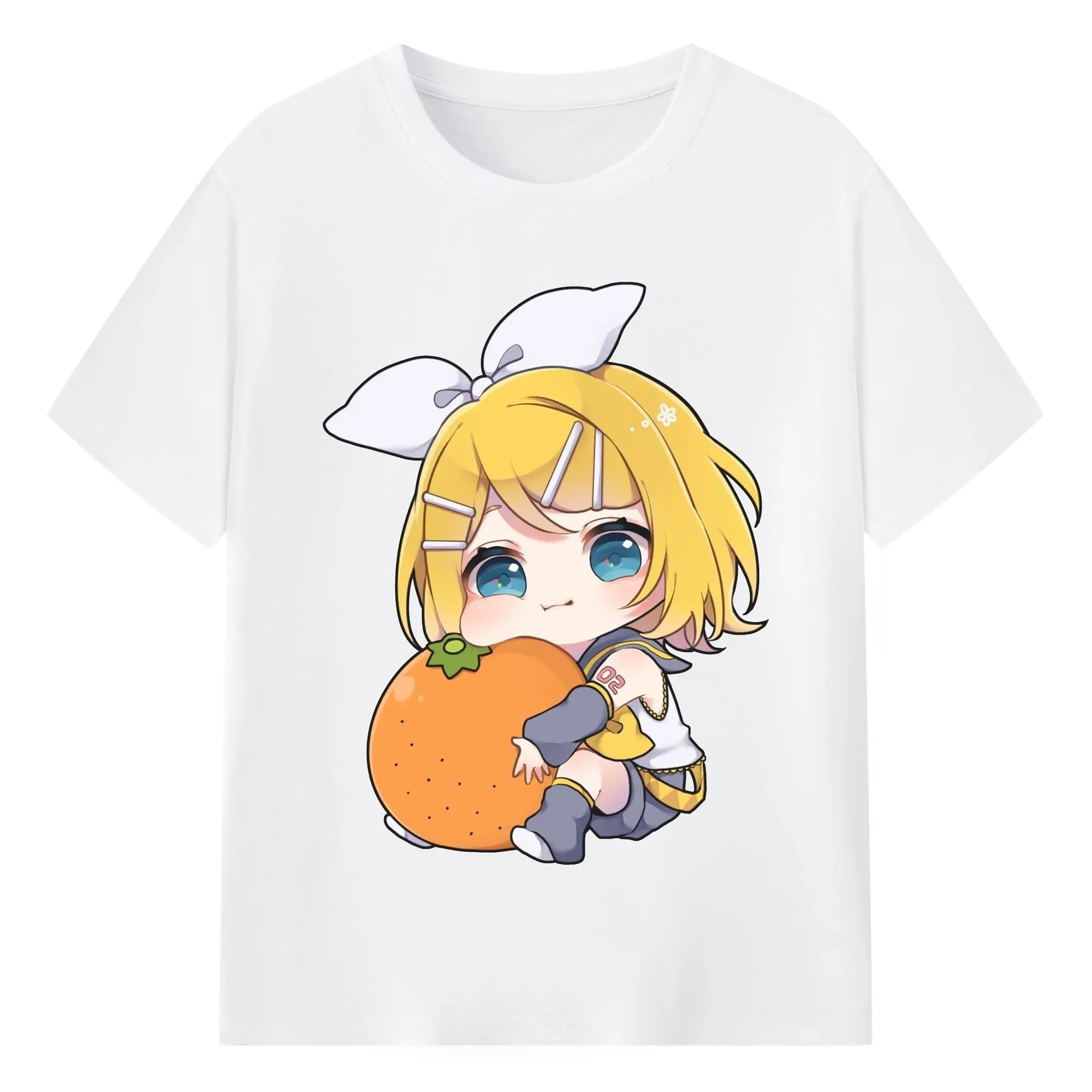 鏡音リン・レン 02かわいいスタイル - 綿100％ 半袖Tシャツ ・ フロントプリント ・ 快適 通気性 ・ 日常使い 散歩 スポーツ用
